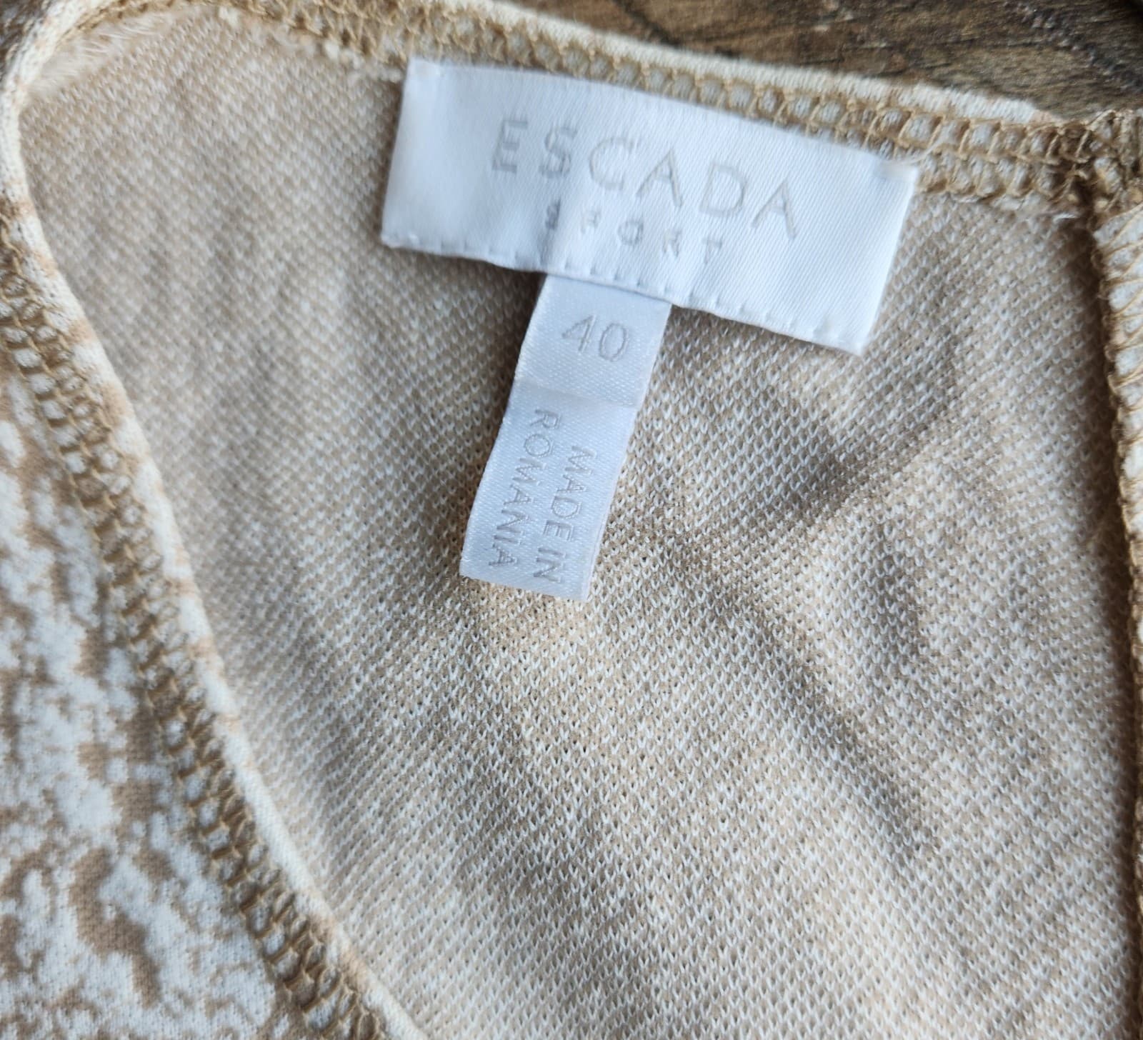 Escada Sport Donny Snake Sheath Dress Sleeveless Cotton Blend Knit Beige Sz.40 - Thumbnail 6