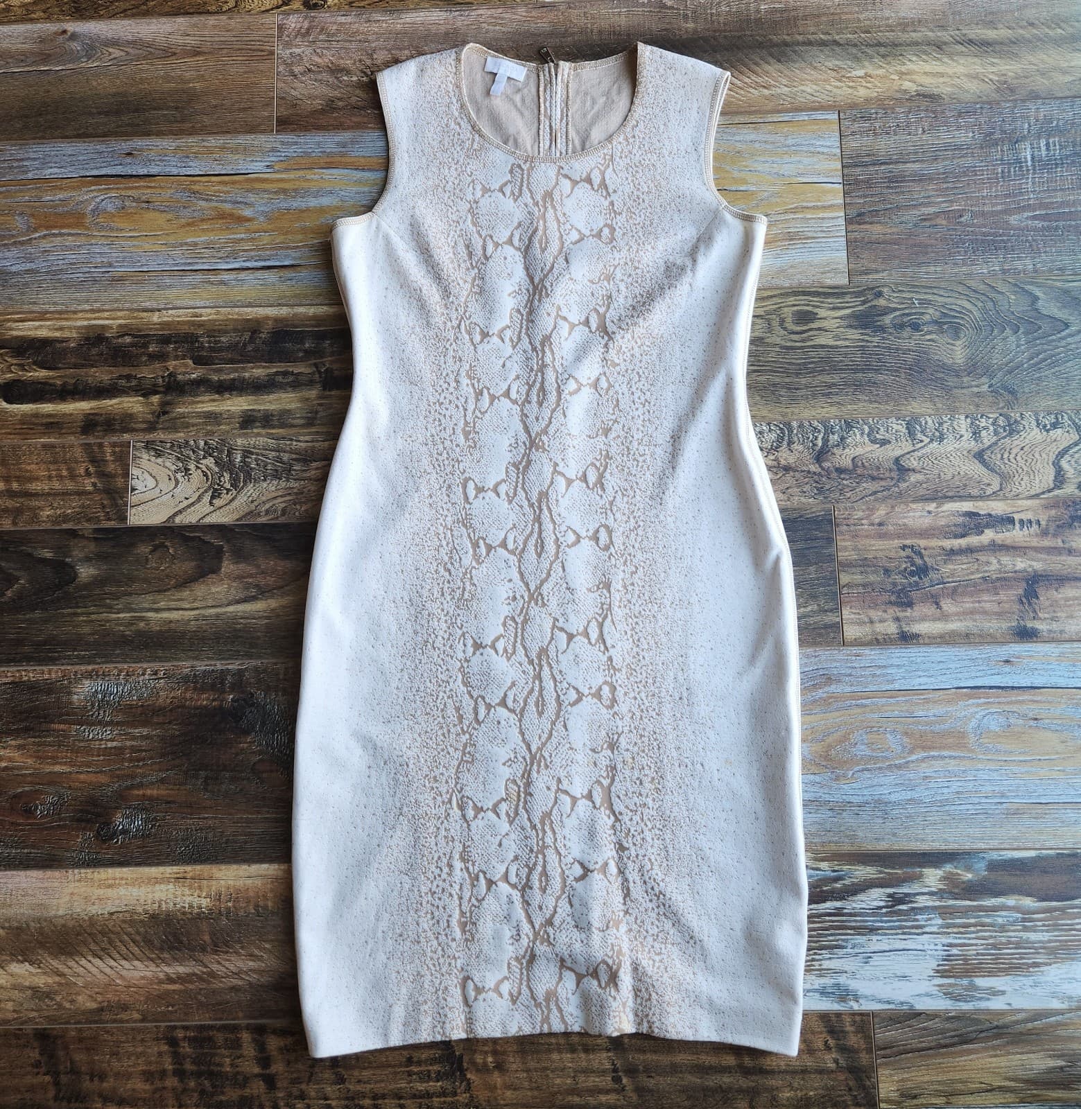 Escada Sport Donny Snake Sheath Dress Sleeveless Cotton Blend Knit Beige Sz.40 - Thumbnail 2