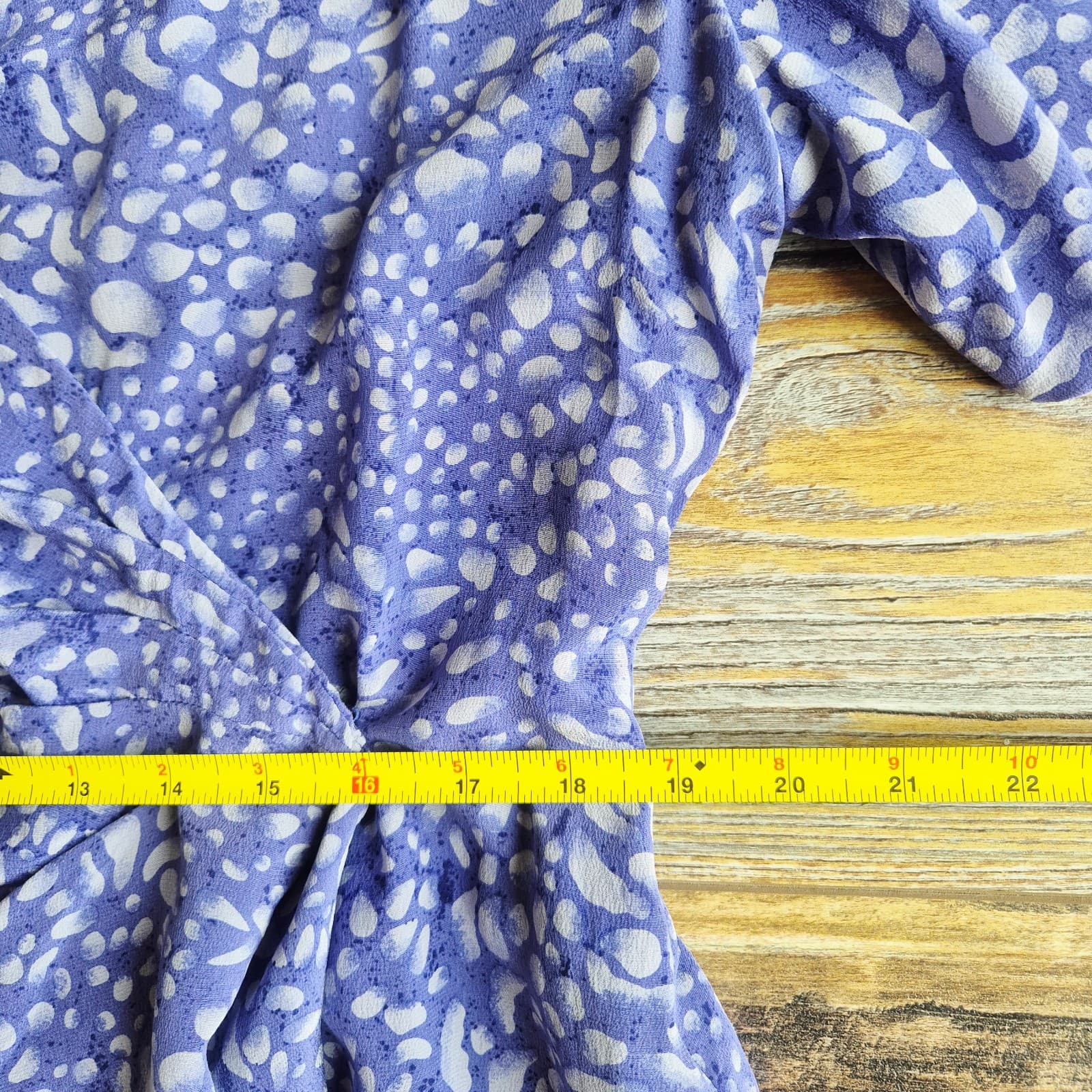 Vintage Spenser Jeremy Silk Ruffle Wrap Dress Short Sleeve Printed Purple Sz.16 - Thumbnail 10