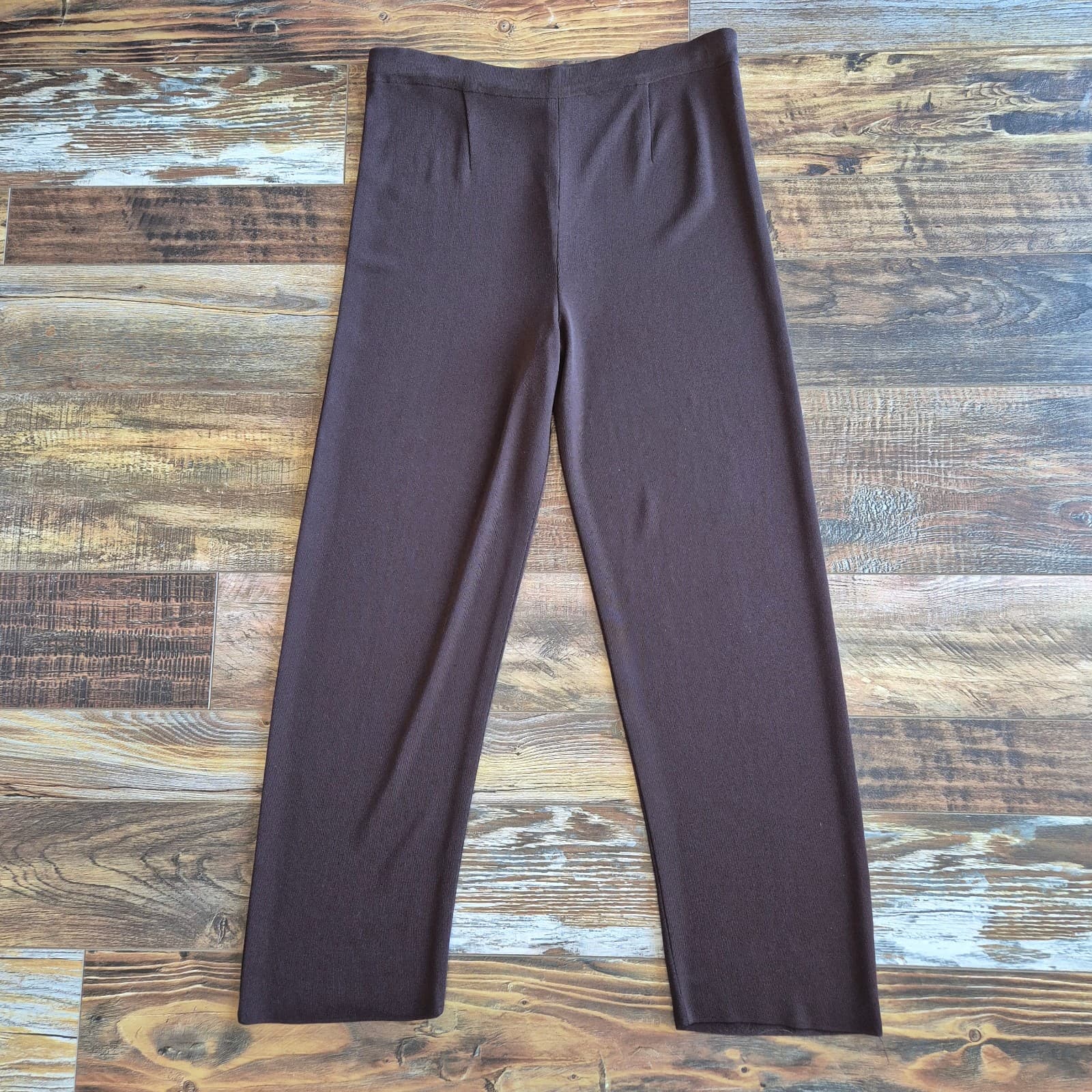 Exclusively Misook 3 Piece Tank Top + Open Cardigan Pants Knit Brown Black Sz.PM - Thumbnail 6