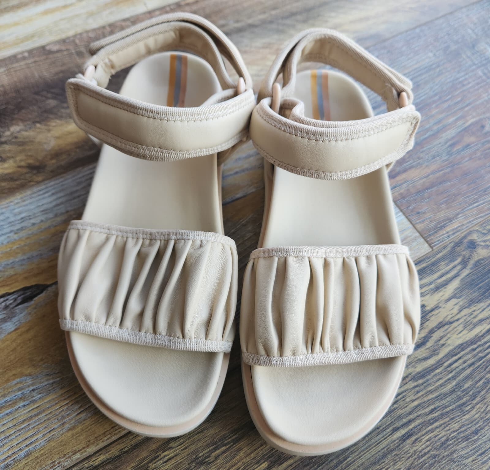 Sam Edelman Edythe Leather Ankle-Strap Sandals Adjustable Lug Sole Beige US7.5M - Thumbnail 4