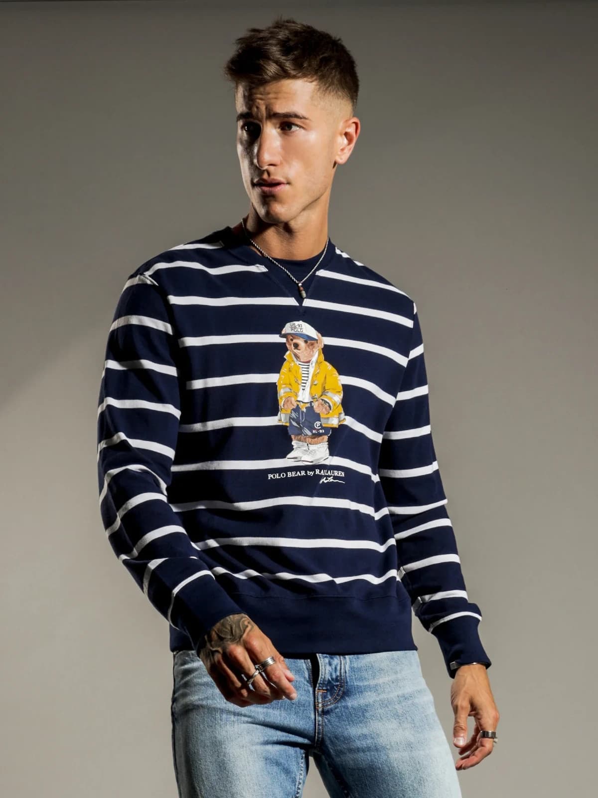 Polo Ralph Lauren Polo Bear CP-93 Mesh T-Shirt Saling Preppy Blue Stripe Men's L - Thumbnail 2