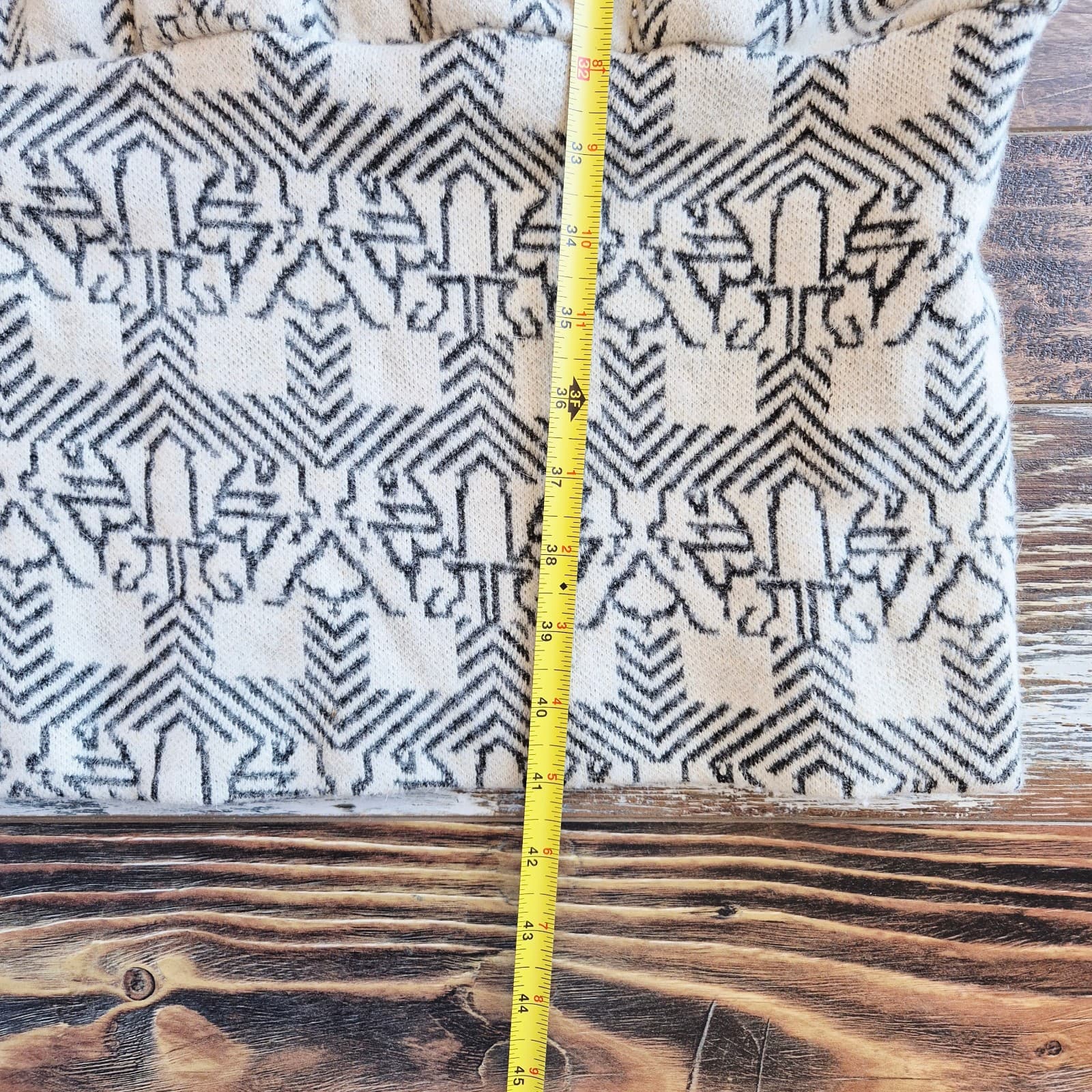 Vintage Sua Original Japan Wool Patterned Dolman Midi Sweater Dress Ivory Grey - Thumbnail 12