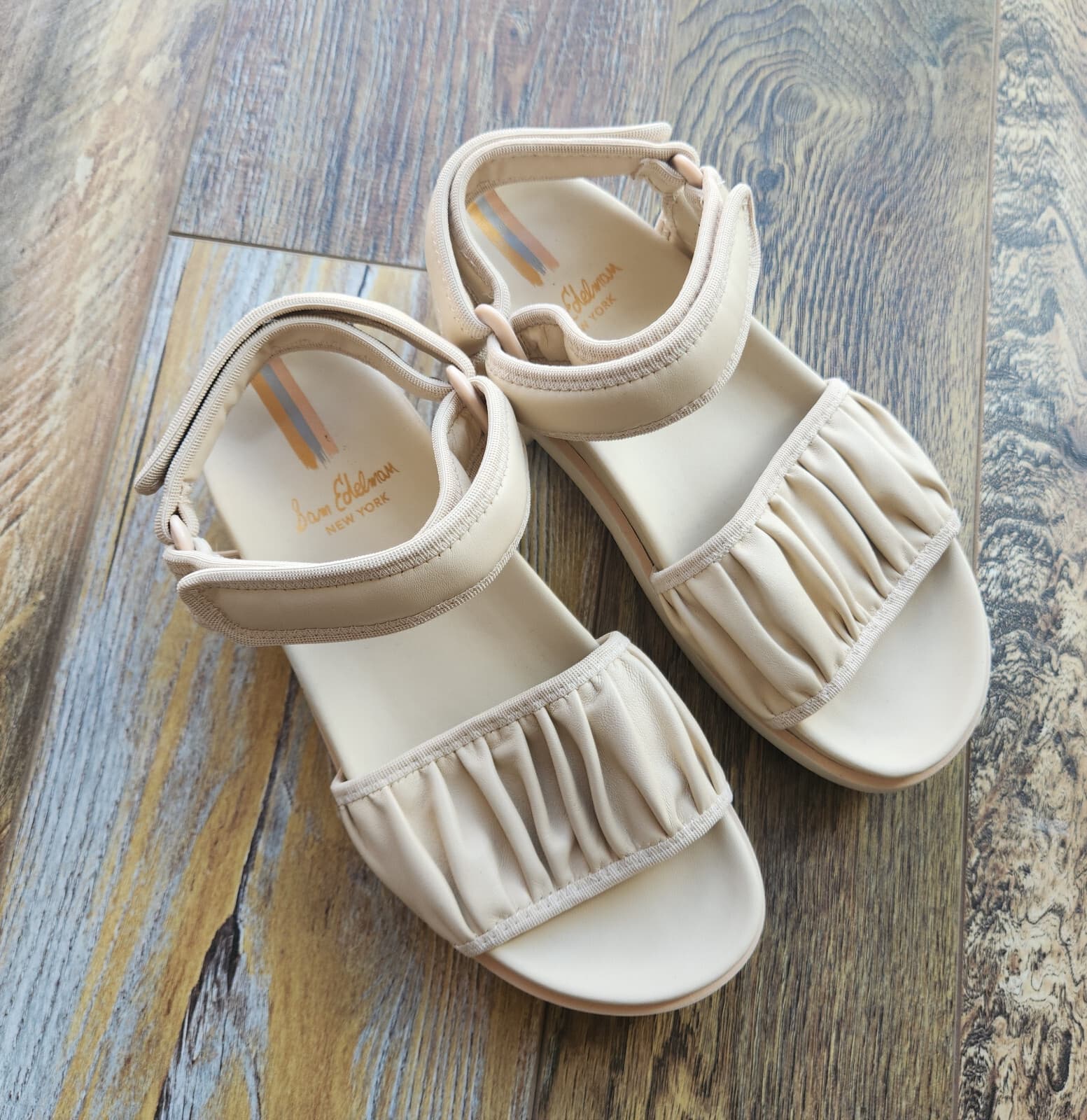 Sam Edelman Edythe Leather Ankle-Strap Sandals Adjustable Lug Sole Beige US7.5M - Thumbnail 3