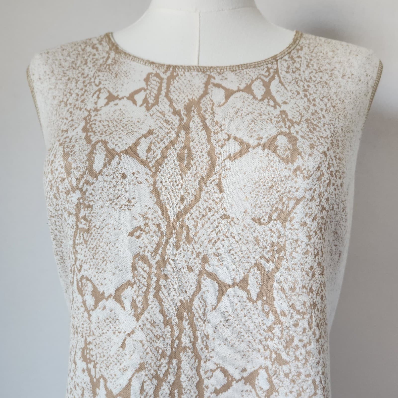 Escada Sport Donny Snake Sheath Dress Sleeveless Cotton Blend Knit Beige Sz.40 - Thumbnail 3