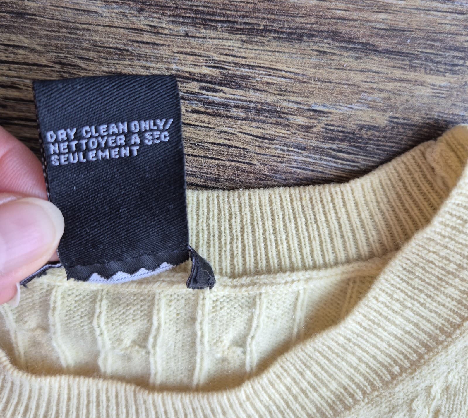 Vintage'90s Theory 100% Cashmere Cable Knit Crew Neck Sweater Yellow Women's S - Thumbnail 9