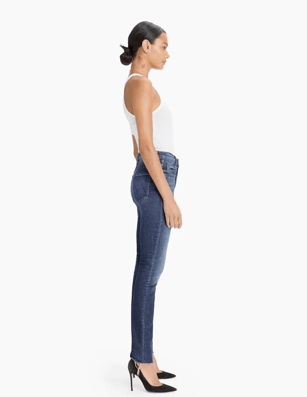MOTHER The Stunner Fray Skinny High Rise Jean Buttonfly Roasting Nuts Blue Sz.29 - Thumbnail 6