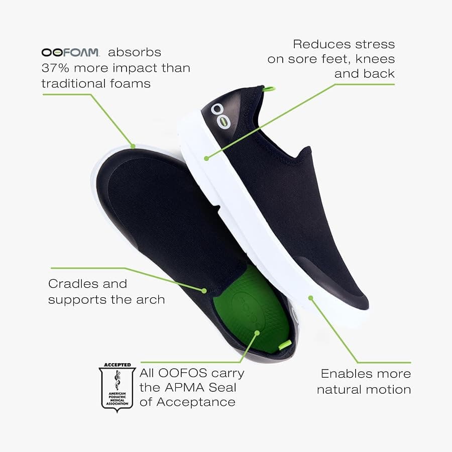 OOFOS OOmg eeZee Low-Top Recovery Shoes Stretch Canvas Black Women EU38 US7 - Thumbnail 6