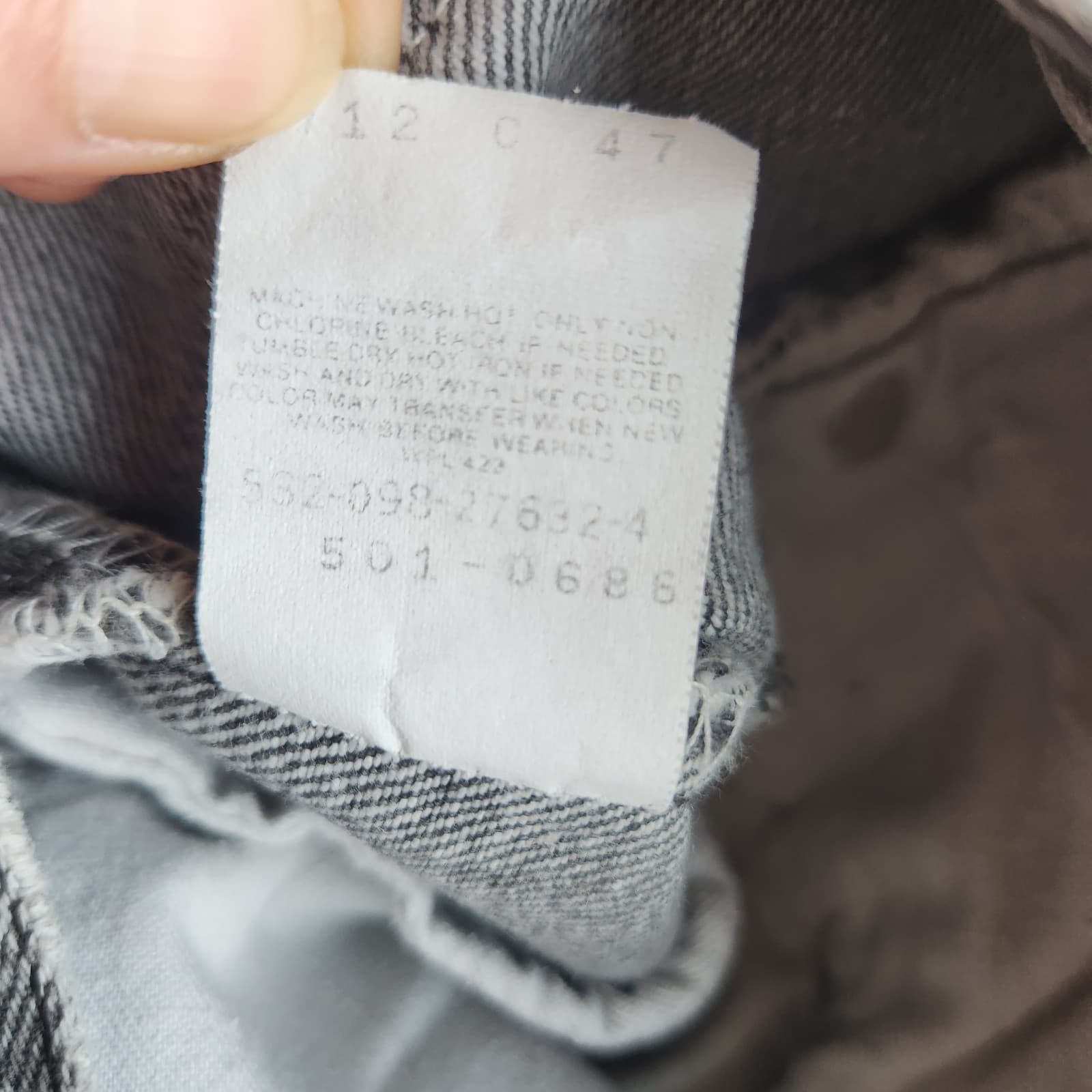 Vintage Levi's 501 Made in USA Grey Acid Washed Button-Fly Straigth Jean Mens 30 - Thumbnail 9