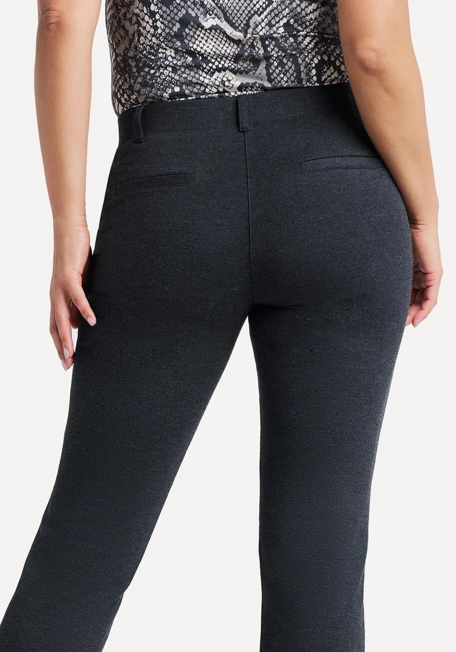 Betabrand Straight-Leg Classic Dress Yoga Pants Pull-On Ponte Charcoal Women MP - Thumbnail 6