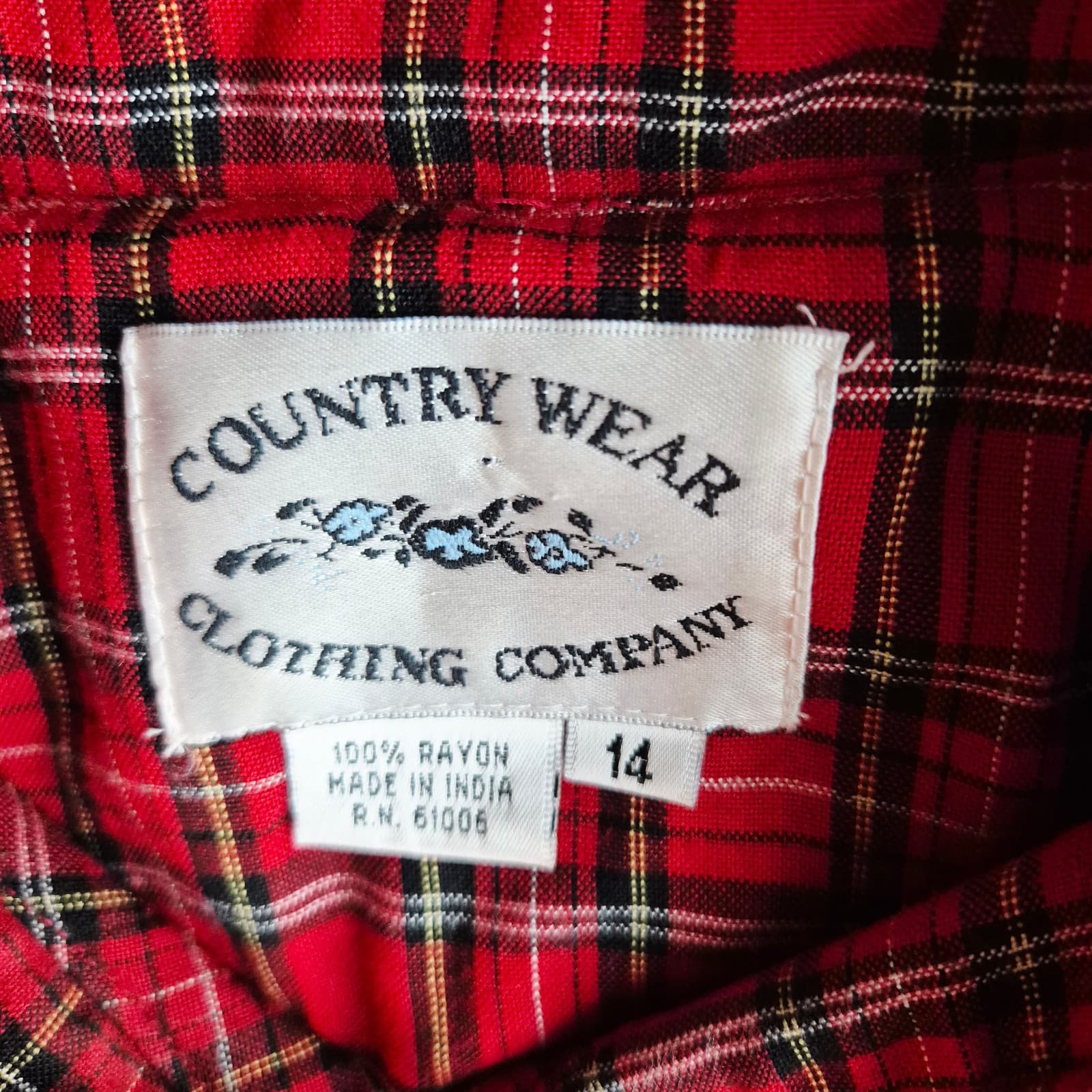 Vintage Country Wear Plaid Embroidered Velvet Cottagecore Pleat Midi Dress Sz.14 - Thumbnail 11