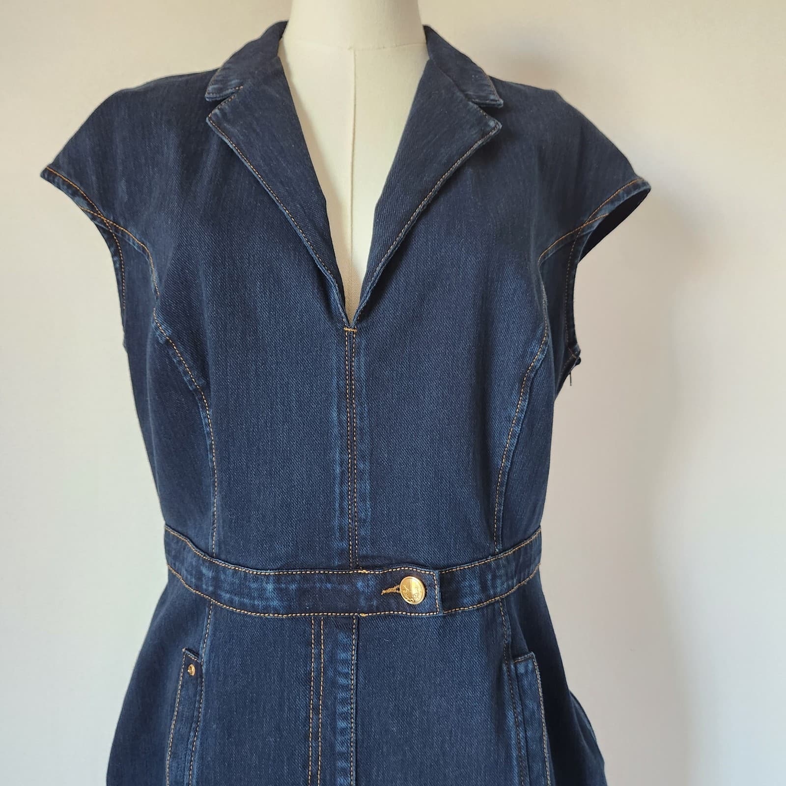 Ashley Graham x Marina Rinaldi Made in Italy Denim Tube Dress Navy Bust 42" (L) - Thumbnail 3