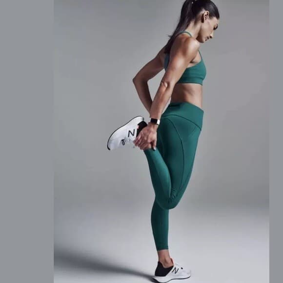 Athleta 2Pc Lightning 7/8 Tight Crop Tank-Top High-Rise Teal-Green Pocket S-XS - Thumbnail 3