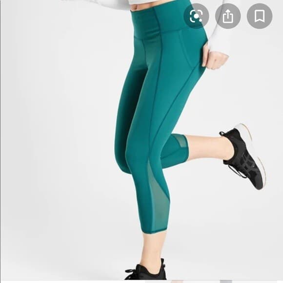 Athleta 2Pc Lightning 7/8 Tight Crop Tank-Top High-Rise Teal-Green Pocket S-XS - Thumbnail 5