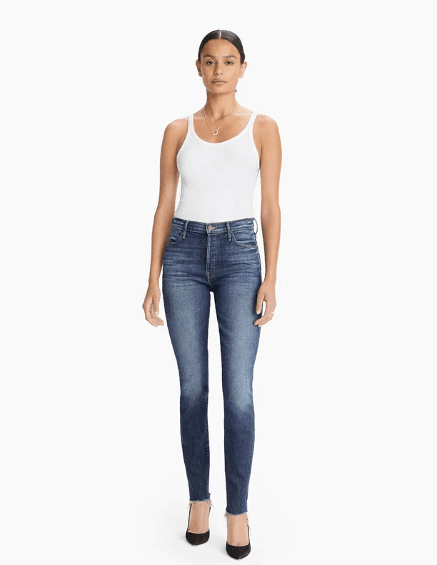 MOTHER The Stunner Fray Skinny High Rise Jean Buttonfly Roasting Nuts Blue Sz.29 - Thumbnail 2