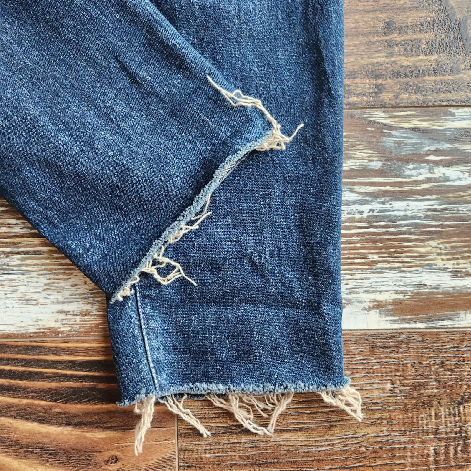 MOTHER The Stunner Fray Skinny High Rise Jean Buttonfly Roasting Nuts Blue Sz.29 - Thumbnail 7