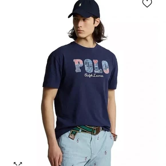 Polo by Ralph Lauren Logo Patchwork Appliqués Classic Fit T-Shirt Blue Men's XL - Thumbnail 2
