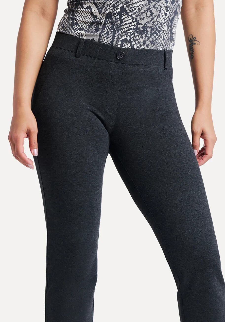 Betabrand Straight-Leg Classic Dress Yoga Pants Pull-On Ponte Charcoal Sz.XXLP - Thumbnail 2