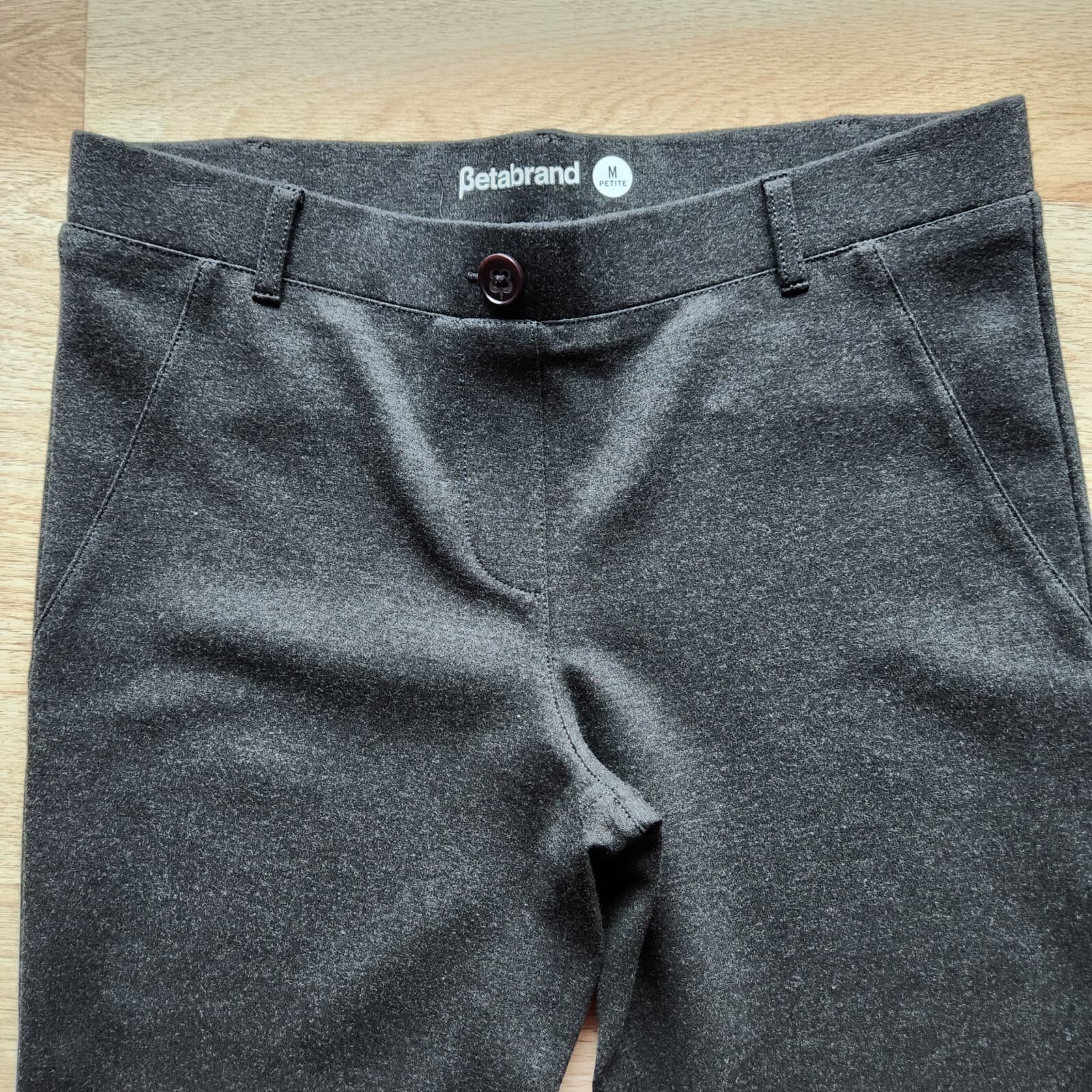 Betabrand Straight-Leg Classic Dress Yoga Pants Pull-On Ponte Charcoal Women MP - Thumbnail 2