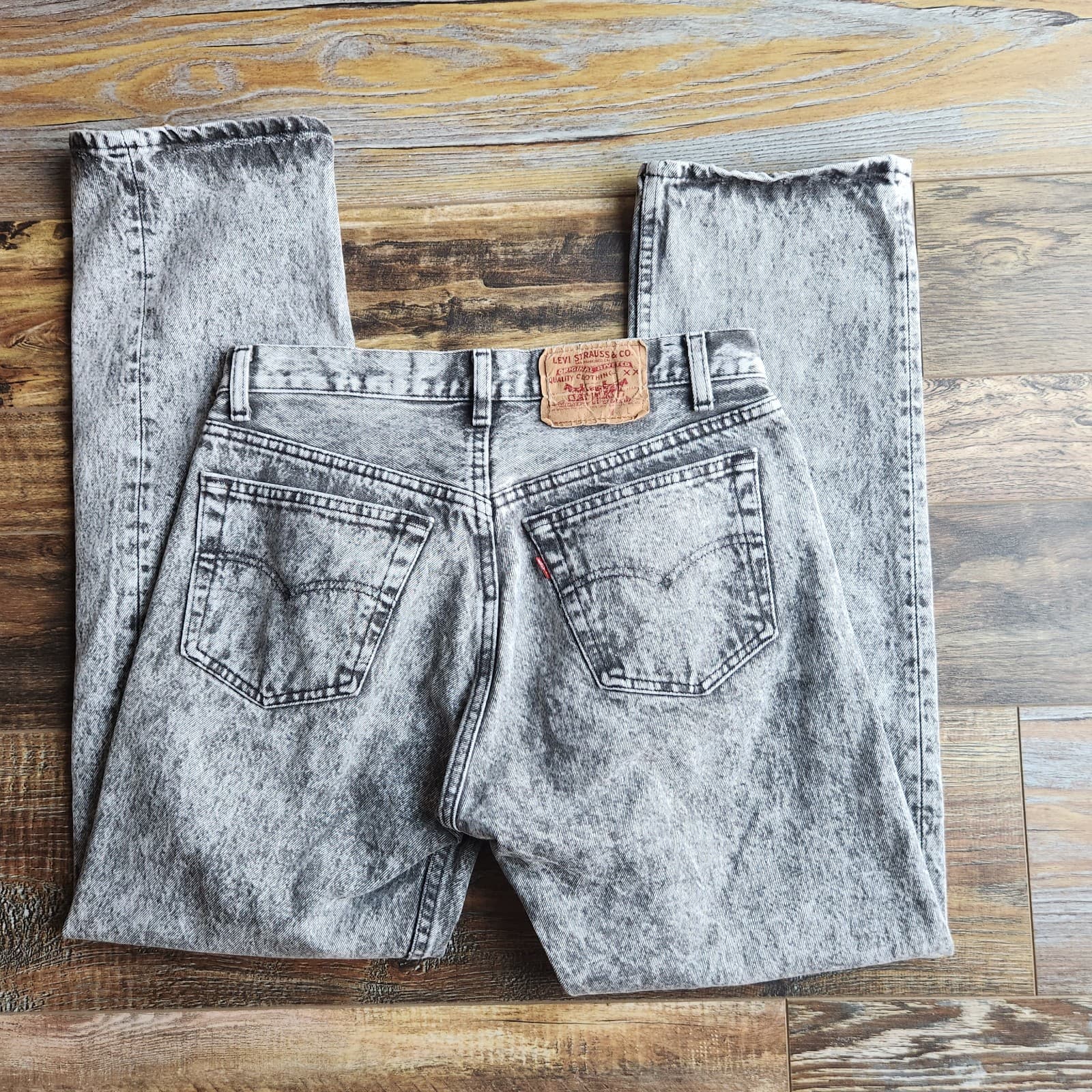 Vintage Levi's 501 Made in USA Grey Acid Washed Button-Fly Straigth Jean Mens 30 - Thumbnail 6