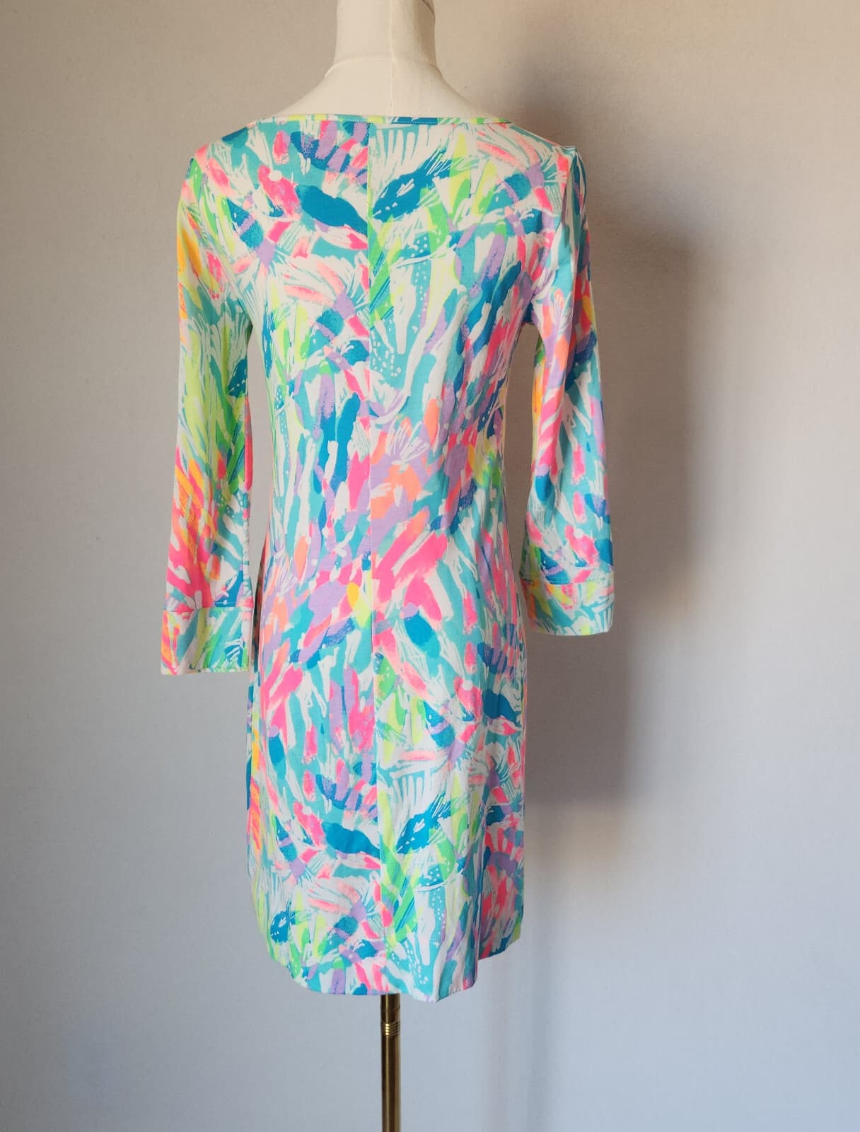 Lilly Pulitzer Marlowe Mini Dress 3/4 Sleeve Pima Cotton Sparkling Sands Sz.XS - Thumbnail 5