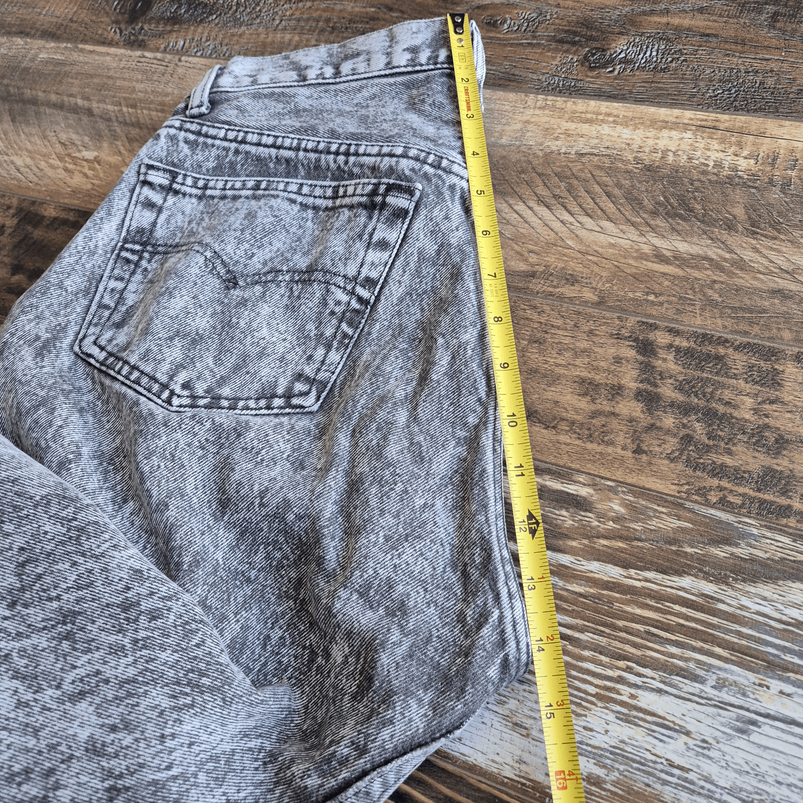 Vintage Levi's 501 Made in USA Grey Acid Washed Button-Fly Straigth Jean Mens 30 - Thumbnail 12