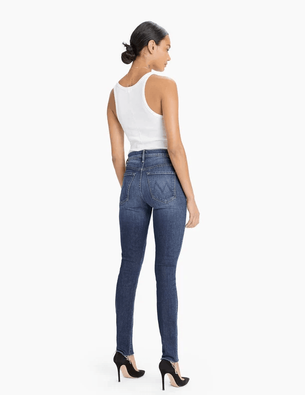 MOTHER The Stunner Fray Skinny High Rise Jean Buttonfly Roasting Nuts Blue Sz.29 - Thumbnail 10