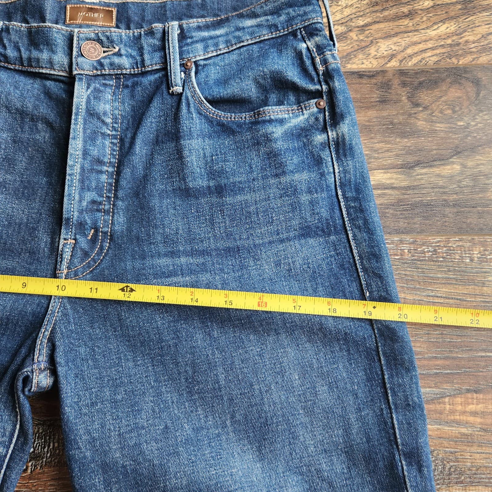MOTHER The Stunner Fray Skinny High Rise Jean Buttonfly Roasting Nuts Blue Sz.29 - Thumbnail 15