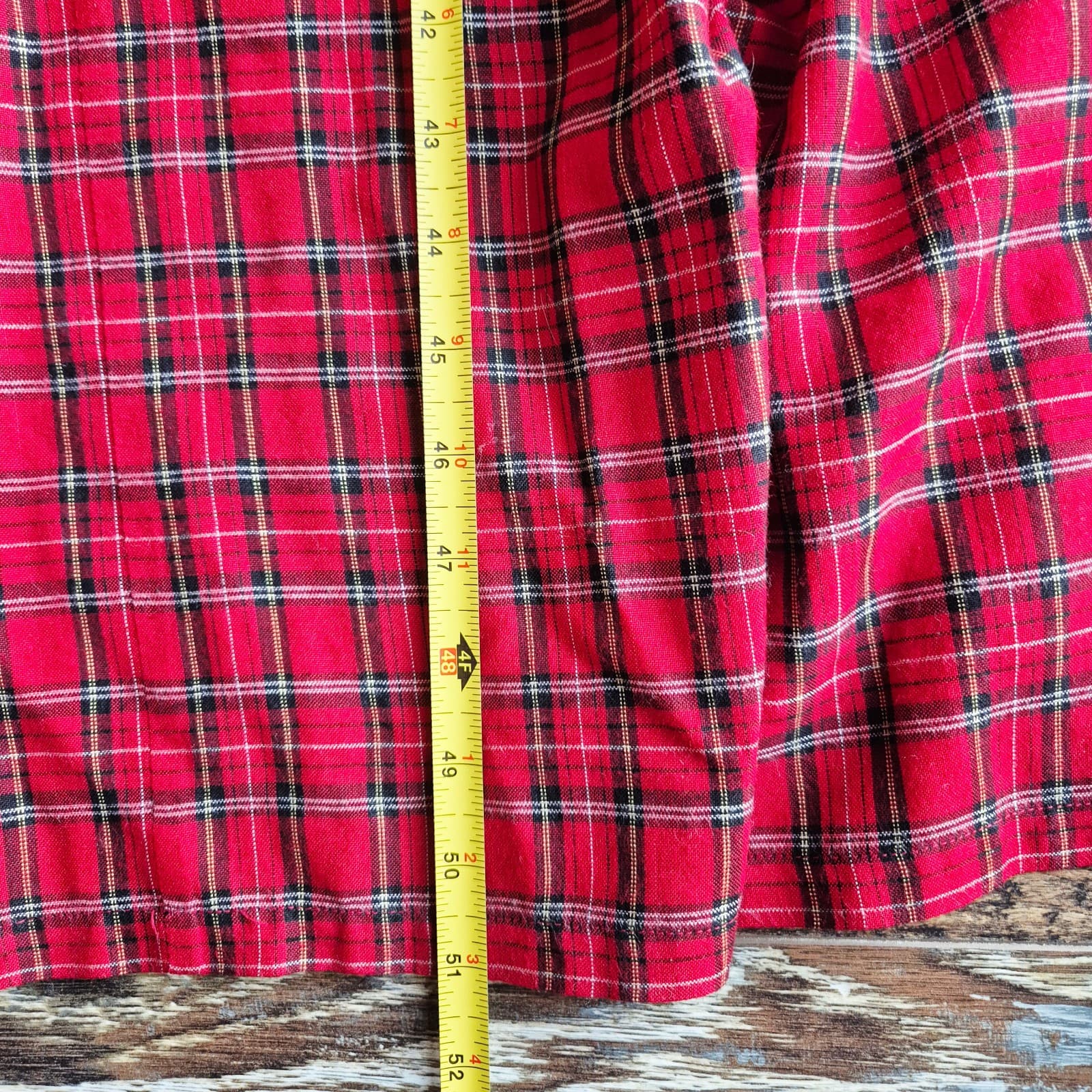 Vintage Country Wear Plaid Embroidered Velvet Cottagecore Pleat Midi Dress Sz.14 - Thumbnail 15