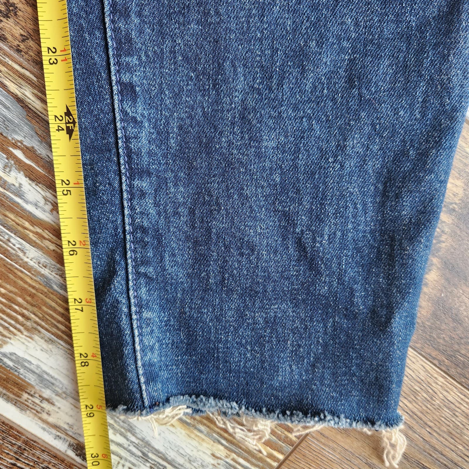 MOTHER The Stunner Fray Skinny High Rise Jean Buttonfly Roasting Nuts Blue Sz.29 - Thumbnail 17