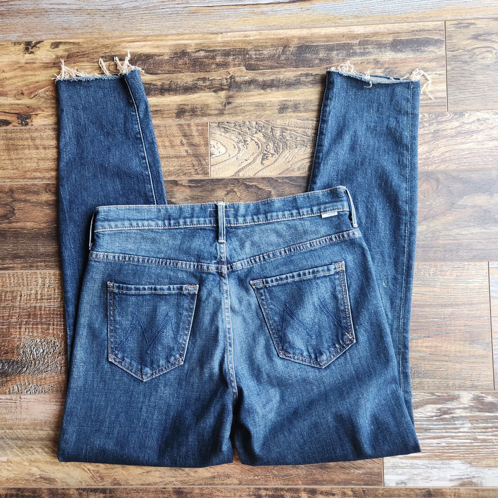 MOTHER The Stunner Fray Skinny High Rise Jean Buttonfly Roasting Nuts Blue Sz.29 - Thumbnail 9