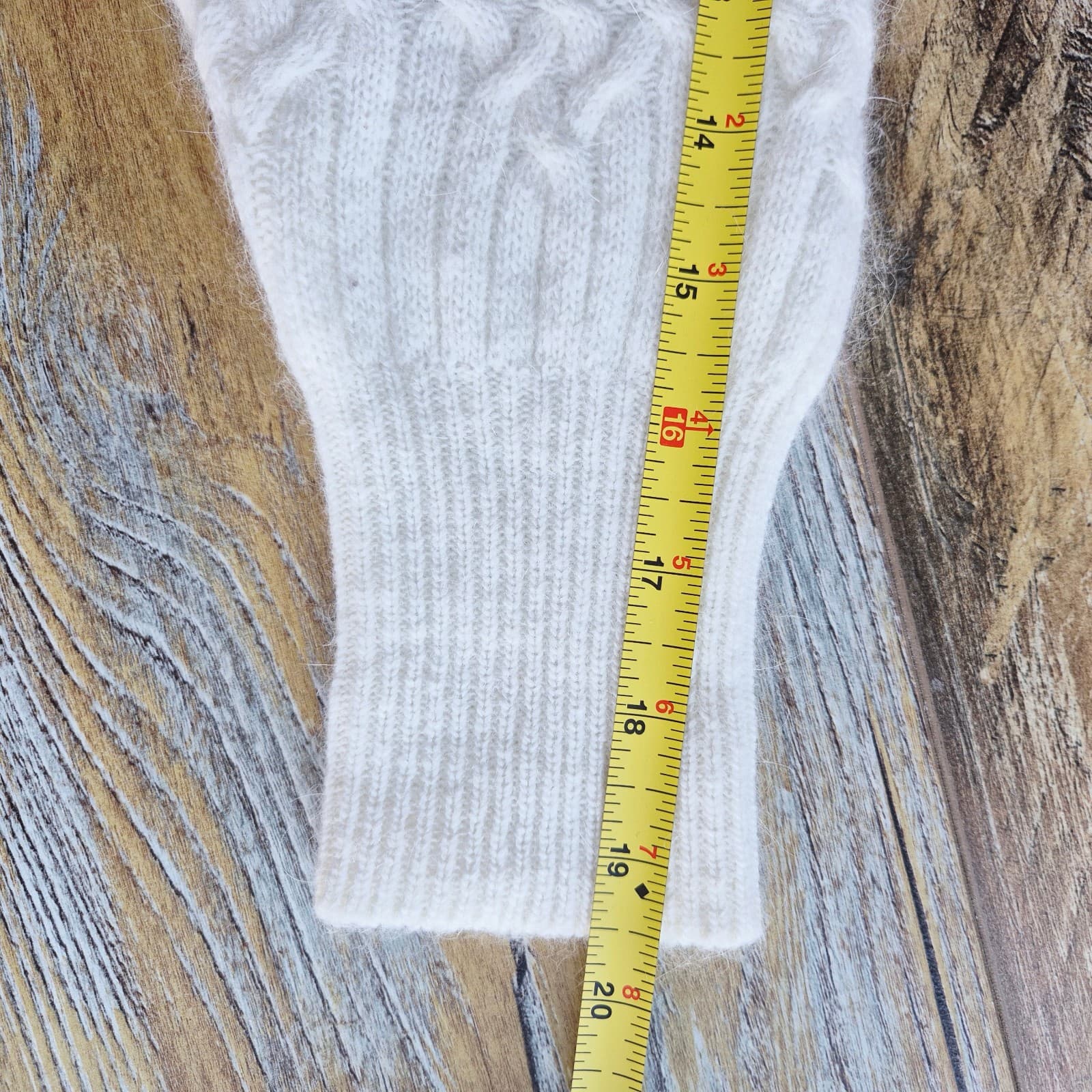 Vintage Liz Claiborne Lambswool Angora Cable-Knit Button Sweater Dress Ivory PS - Thumbnail 10
