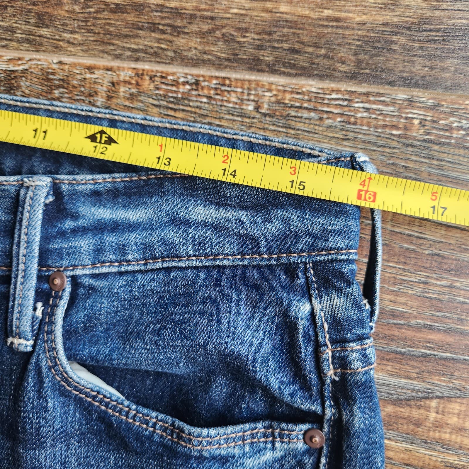 MOTHER The Stunner Fray Skinny High Rise Jean Buttonfly Roasting Nuts Blue Sz.29 - Thumbnail 14