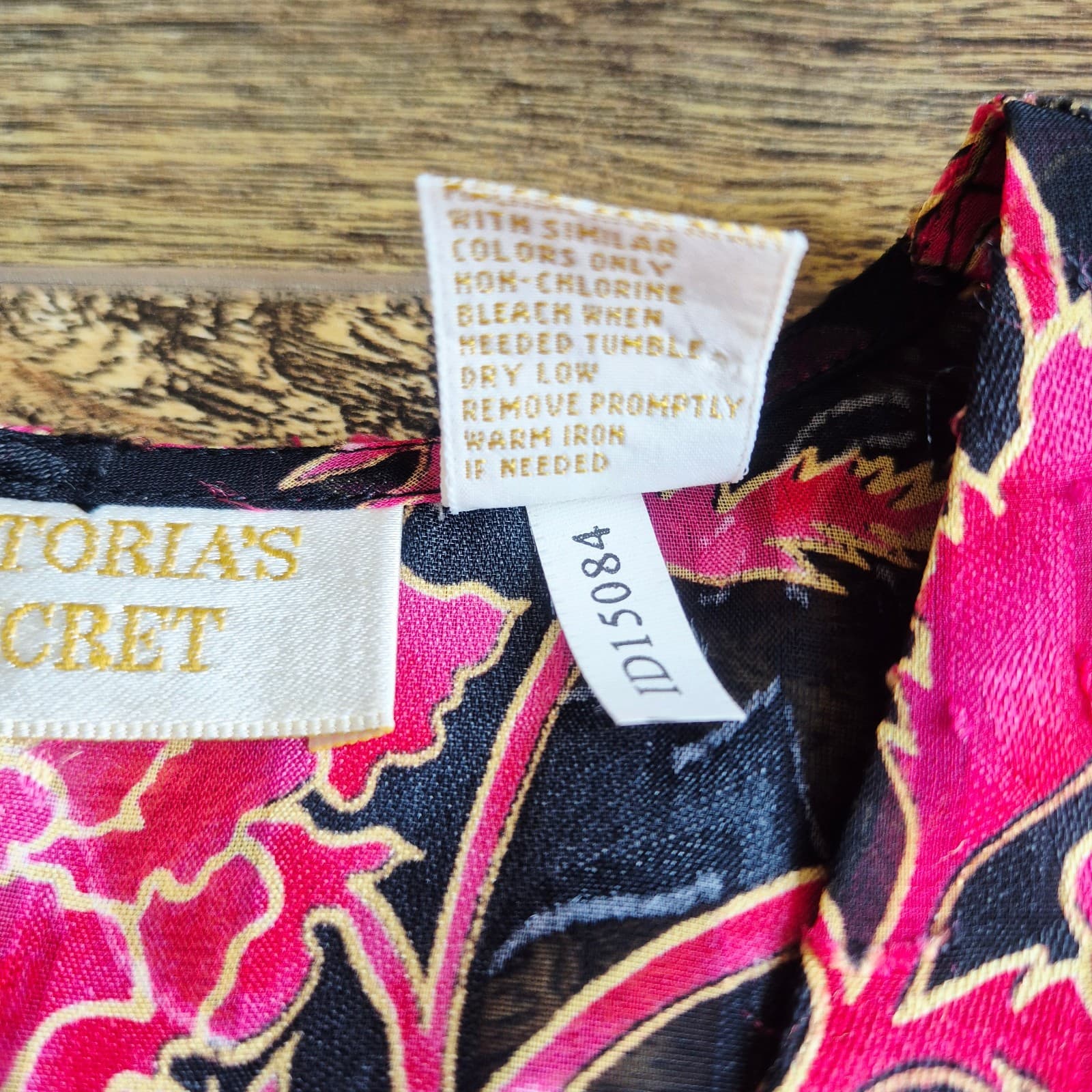 Vintage Victoria's Secret Burnout Chiffon Floral Nightgown Shirt Red Black Sz.S - Thumbnail 7