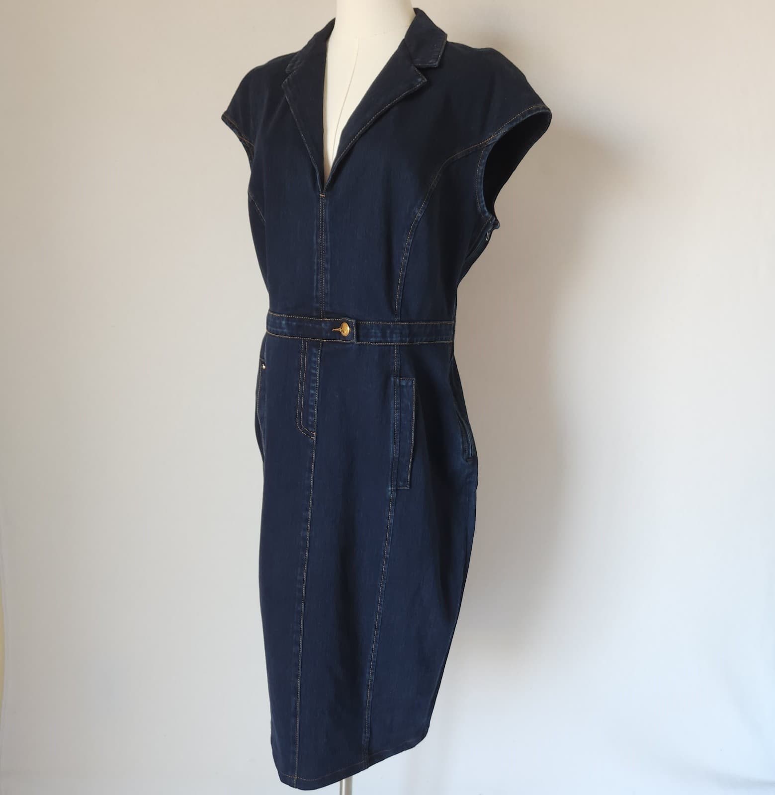 Ashley Graham x Marina Rinaldi Made in Italy Denim Tube Dress Navy Bust 42" (L) - Thumbnail 5