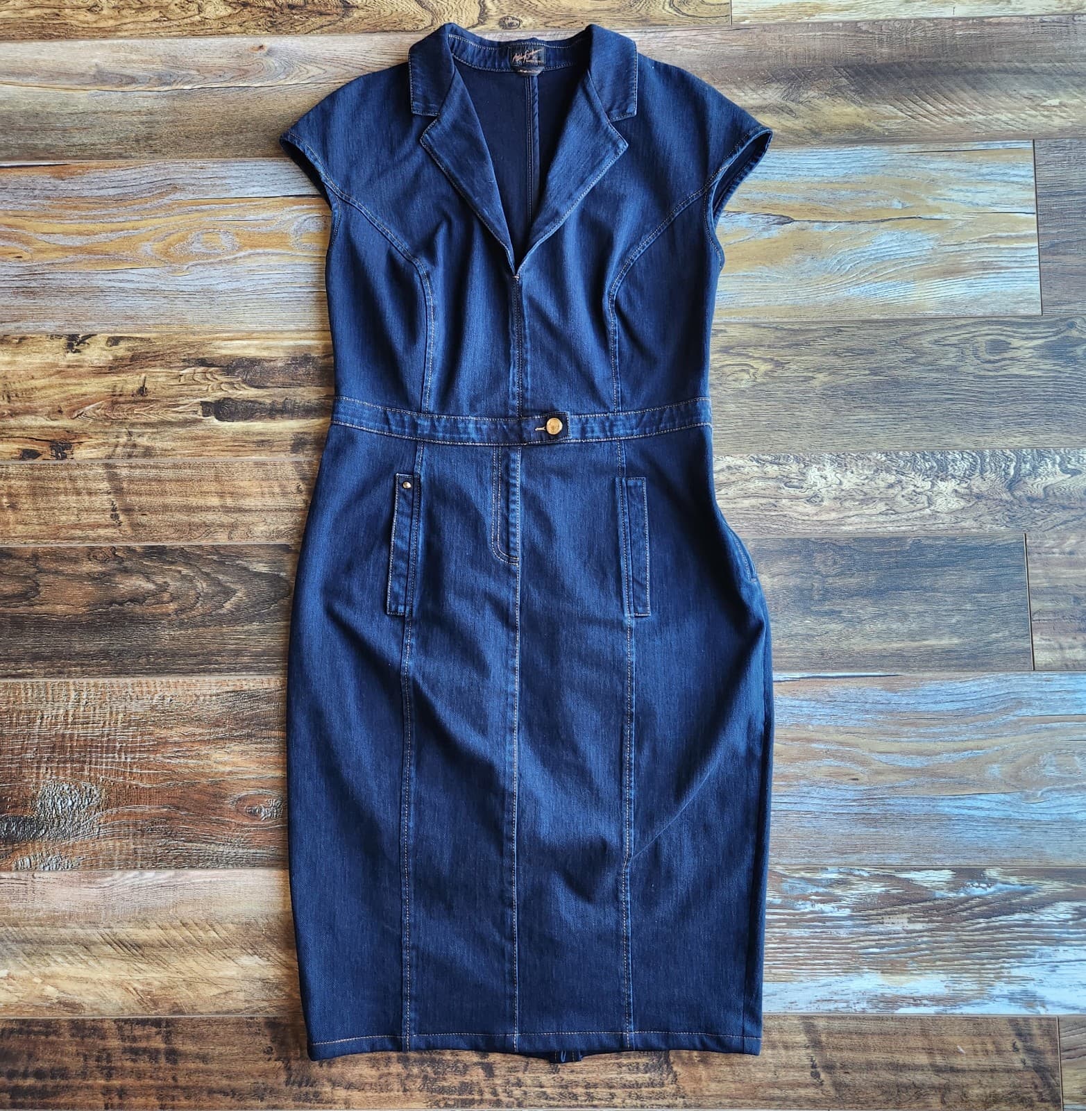 Ashley Graham x Marina Rinaldi Made in Italy Denim Tube Dress Navy Bust 42" (L) - Thumbnail 8