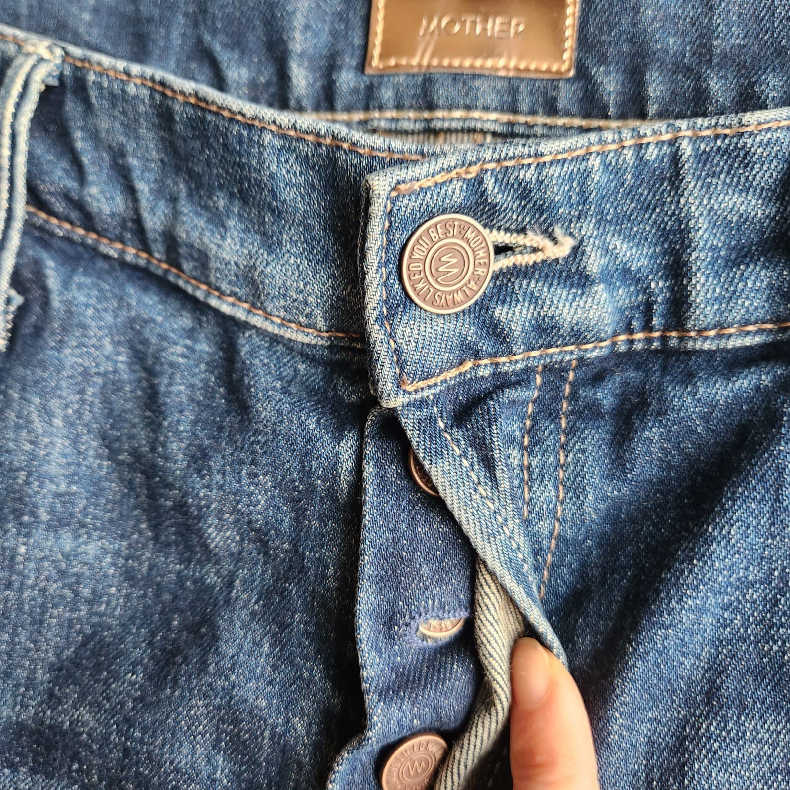 MOTHER The Stunner Fray Skinny High Rise Jean Buttonfly Roasting Nuts Blue Sz.29 - Thumbnail 8
