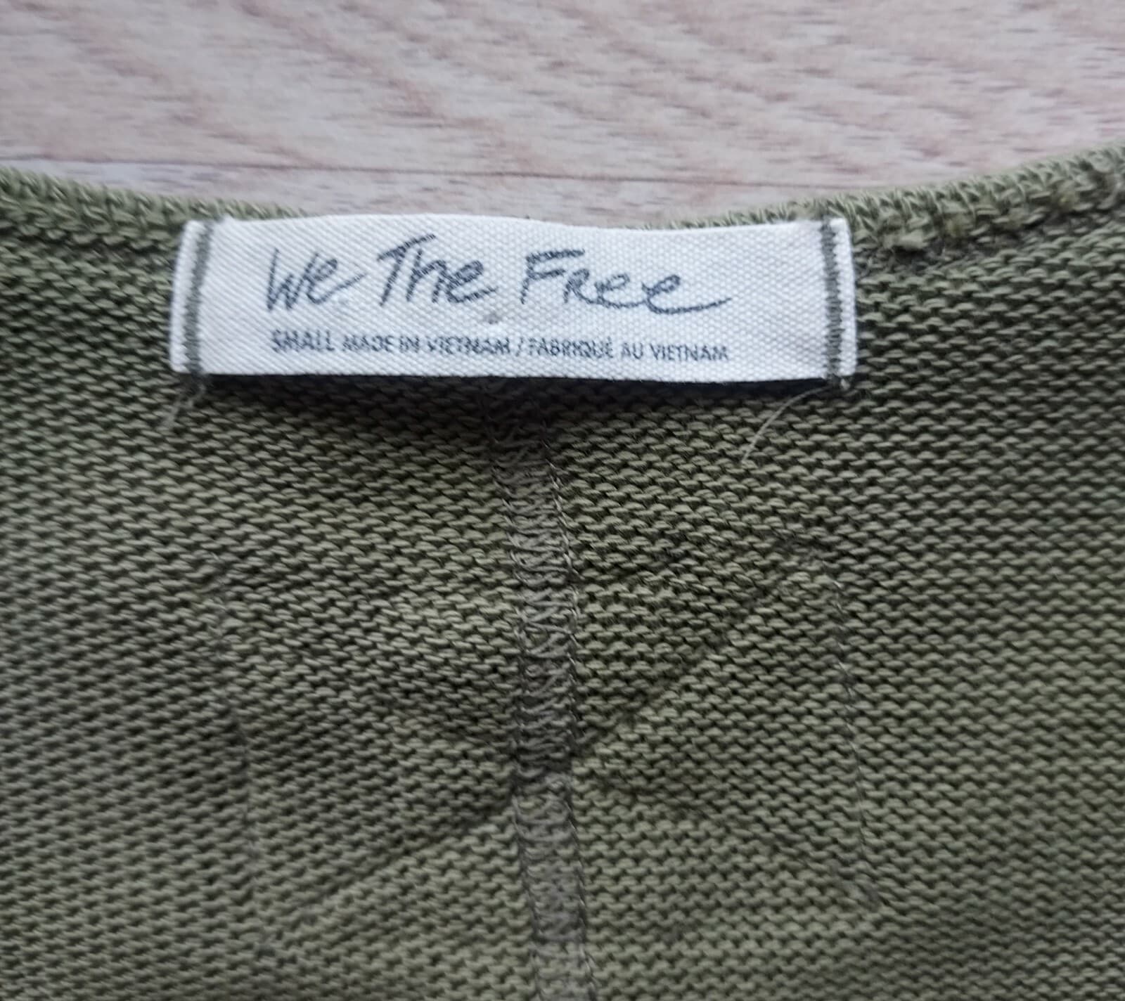 We The Free Come And Get It Top Long Sleeve V-Neck Knit Cotton Blend Green Small - Thumbnail 8