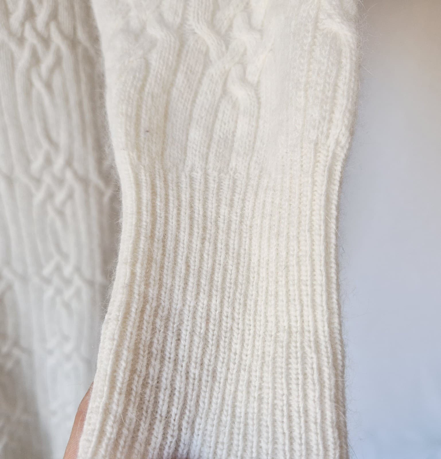 Vintage Liz Claiborne Lambswool Angora Cable-Knit Button Sweater Dress Ivory PS - Thumbnail 5