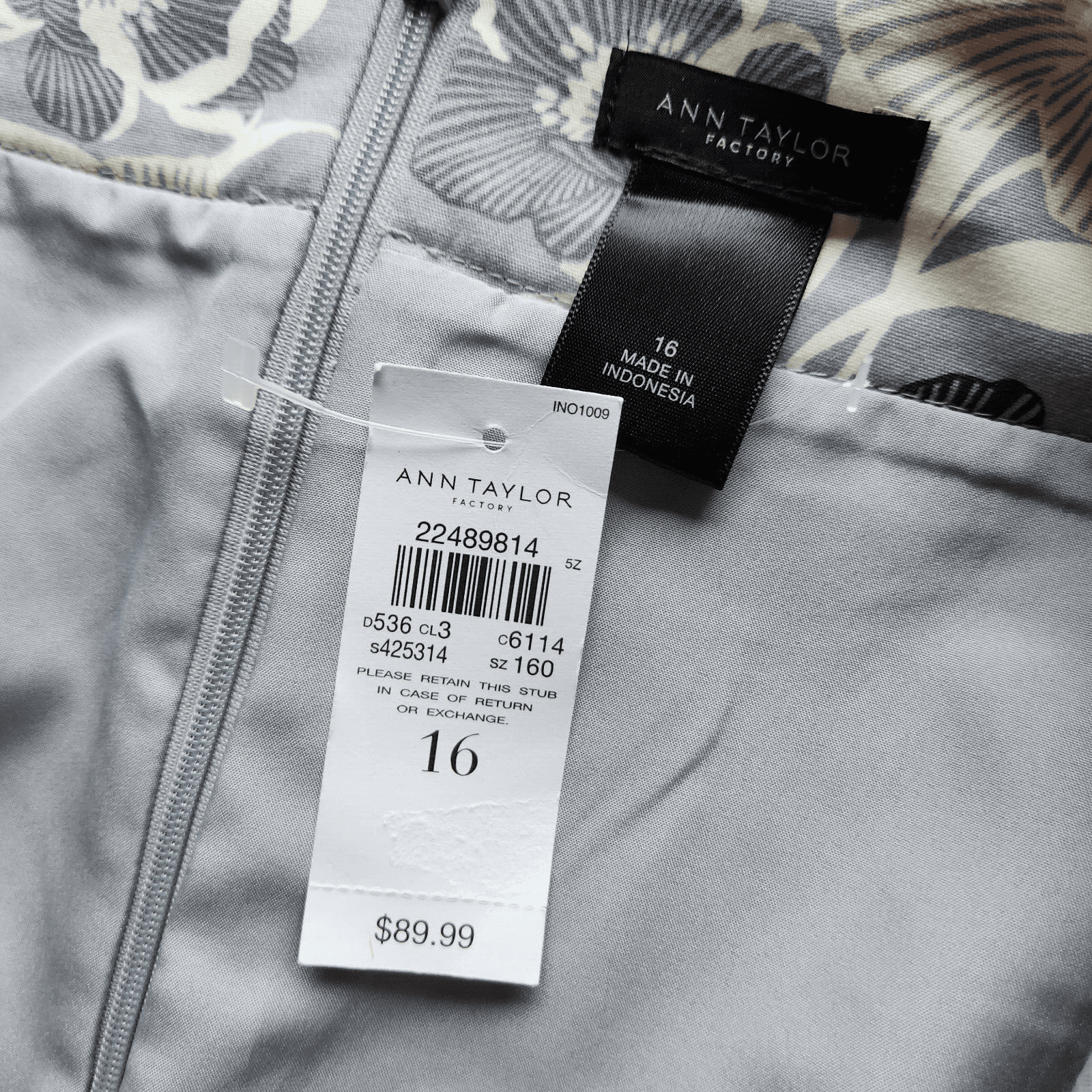 NWT Ann Taylor Floral Mini Pencil Skirt Cotton Blend Grey Women Plus Size 16 $90 - Thumbnail 4