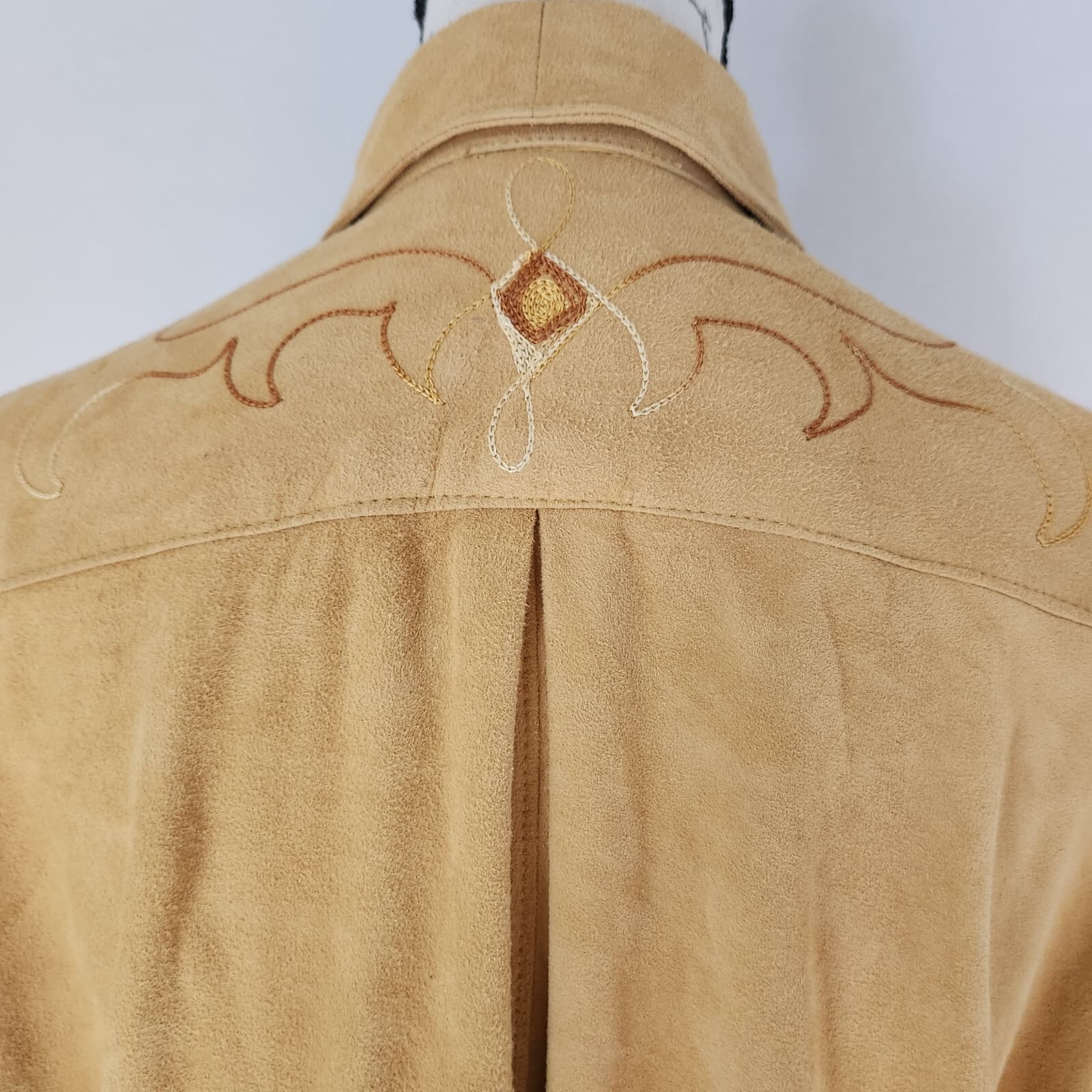 Vintage French Creek 2 Piece Soft Suede Western Shirt+Wide Leg Pants Yellow Sz.M - Thumbnail 7
