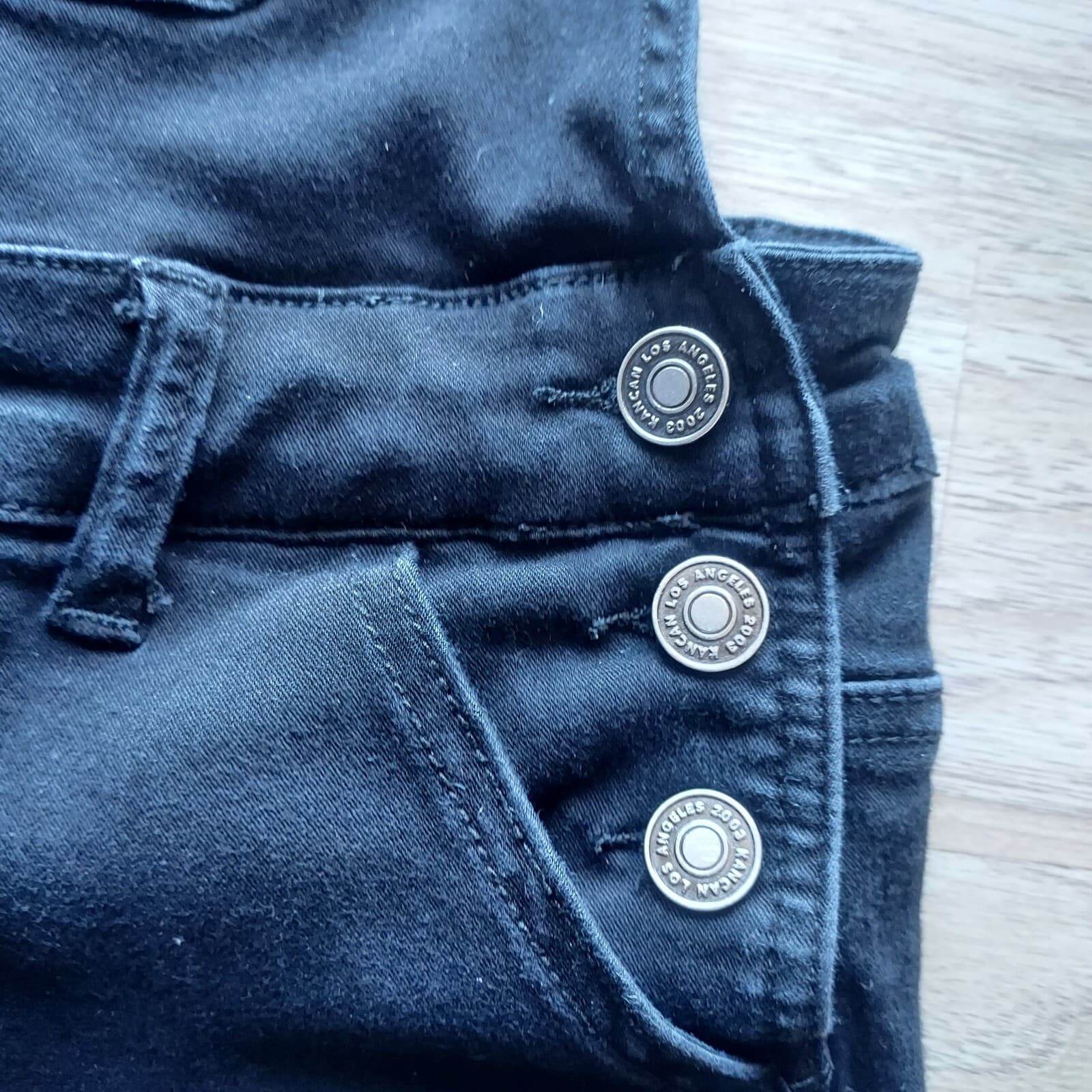KanCan Denim Overalls Shorts Stretch Black Cotton Blend Women Small - Thumbnail 8