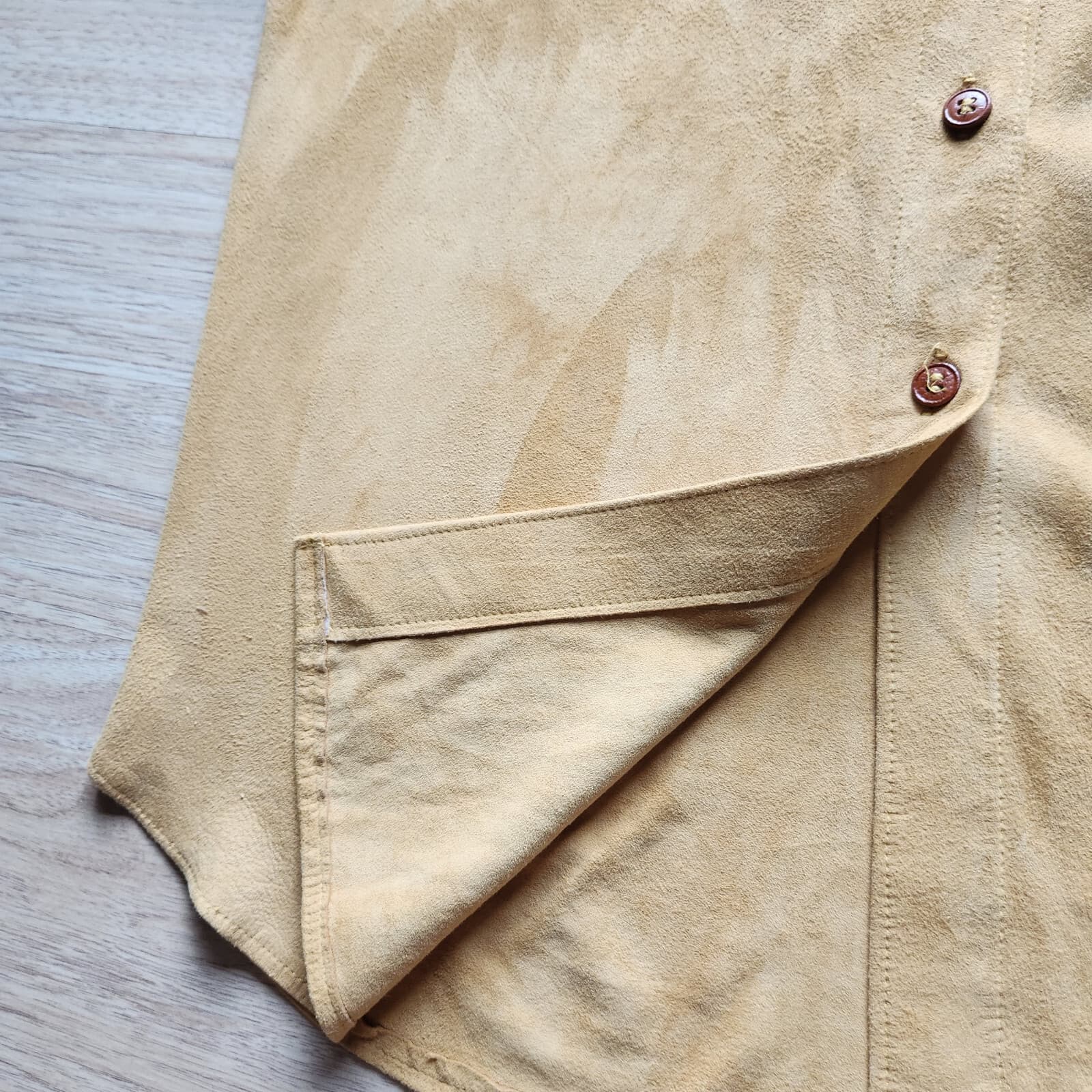 Vintage French Creek 2 Piece Soft Suede Western Shirt+Wide Leg Pants Yellow Sz.M - Thumbnail 9