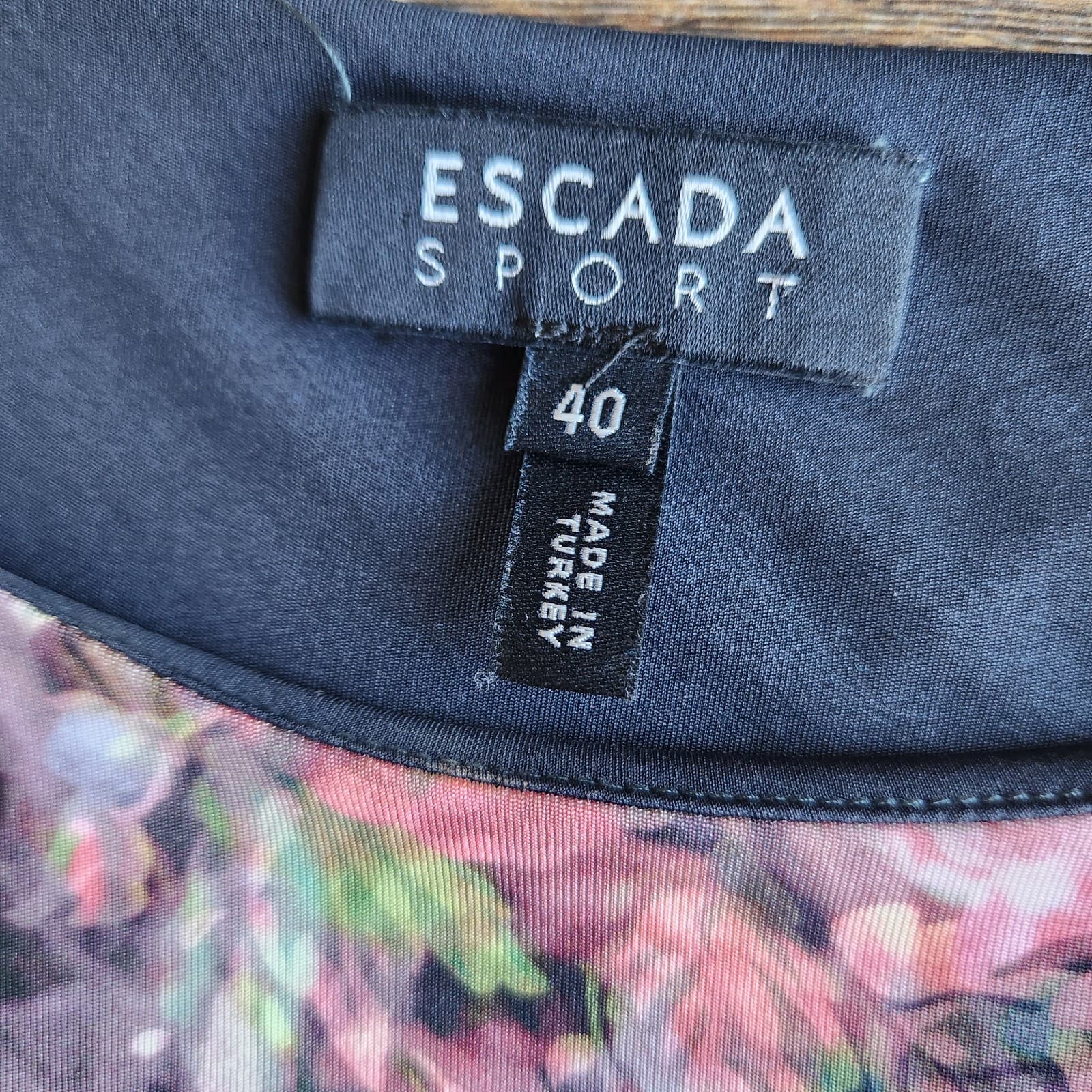 Escada Sport Enura Fantasy Floral Jersey Ruched Dress 3/4 Sleeve Stretch Sz.40 - Thumbnail 9