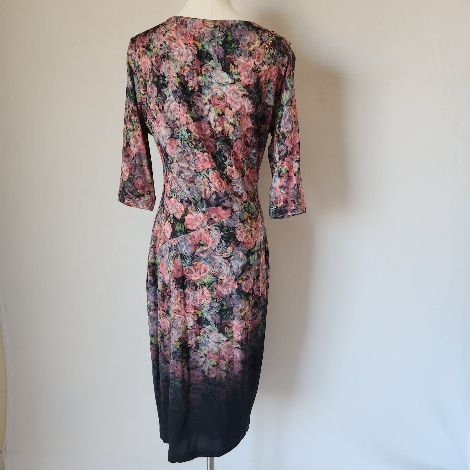 Escada Sport Enura Fantasy Floral Jersey Ruched Dress 3/4 Sleeve Stretch Sz.40 - Thumbnail 6