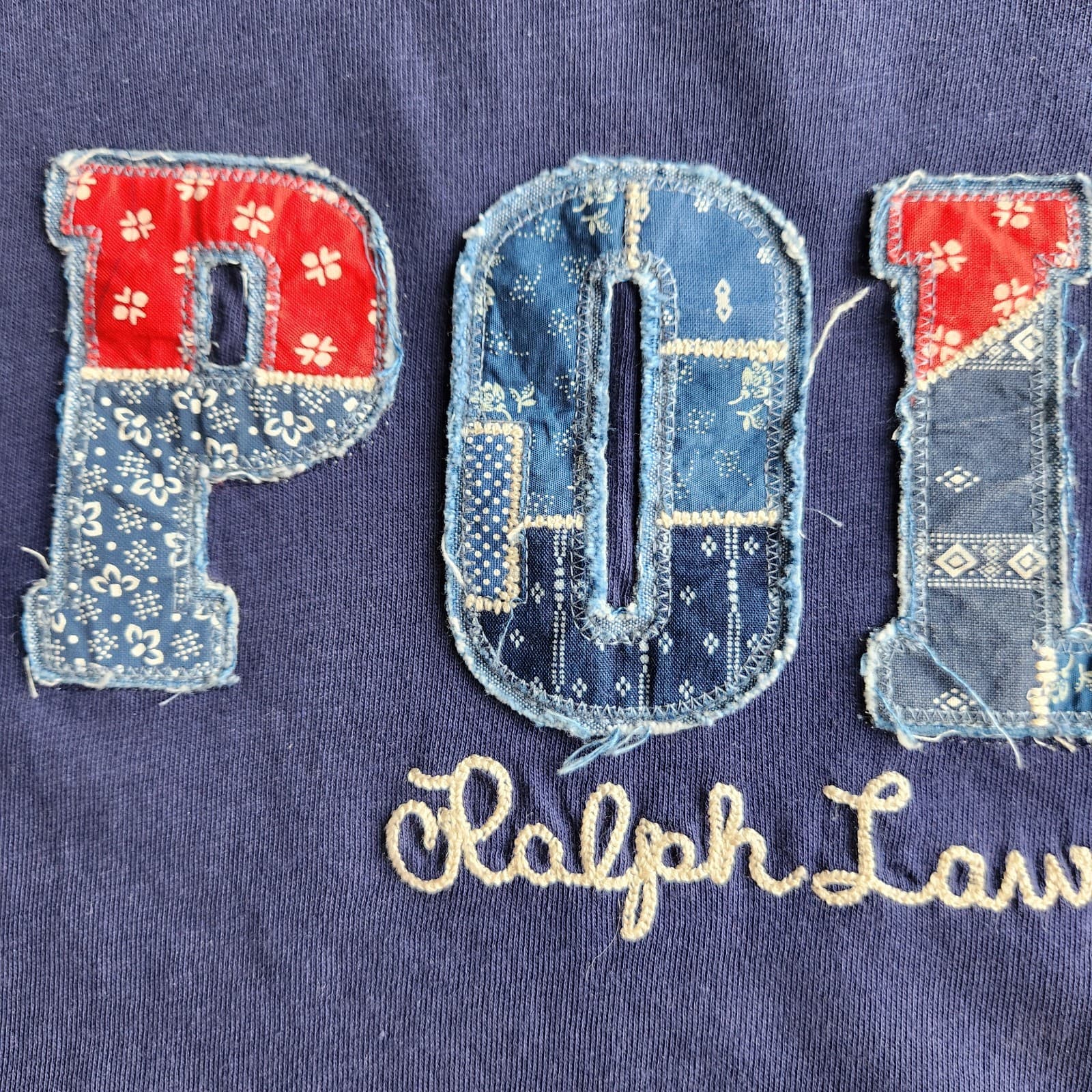 Polo by Ralph Lauren Logo Patchwork Appliqués Classic Fit T-Shirt Blue Men's XL - Thumbnail 6