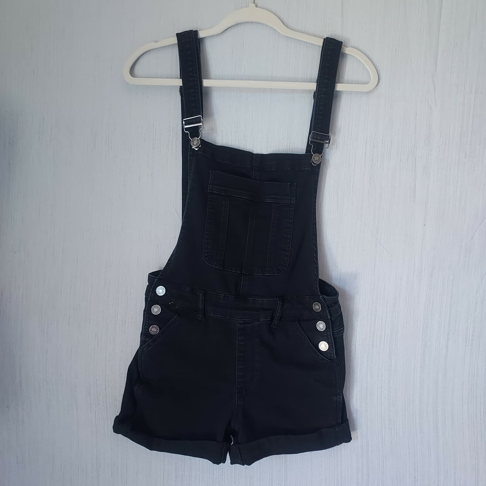 KanCan Denim Overalls Shorts Stretch Black Cotton Blend Women Small - Thumbnail 2