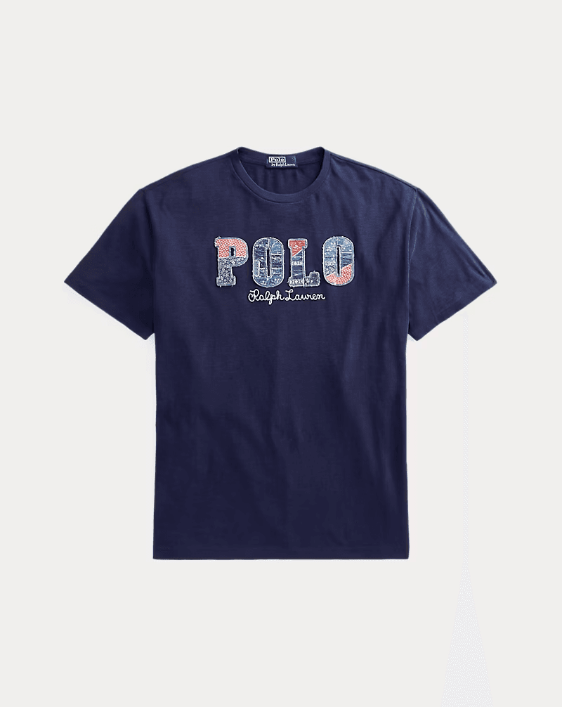 Polo by Ralph Lauren Logo Patchwork Appliqués Classic Fit T-Shirt Blue Men's XL - Thumbnail 4