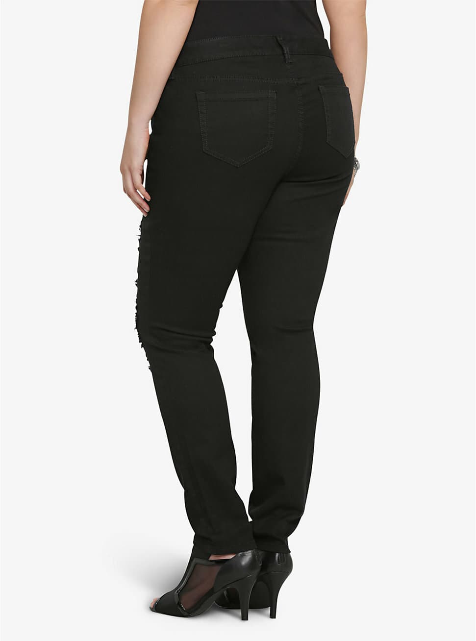 TORRID Premium Bead Embellished Distressed Skinny Jeans Stretch Black Women 12 - Thumbnail 6