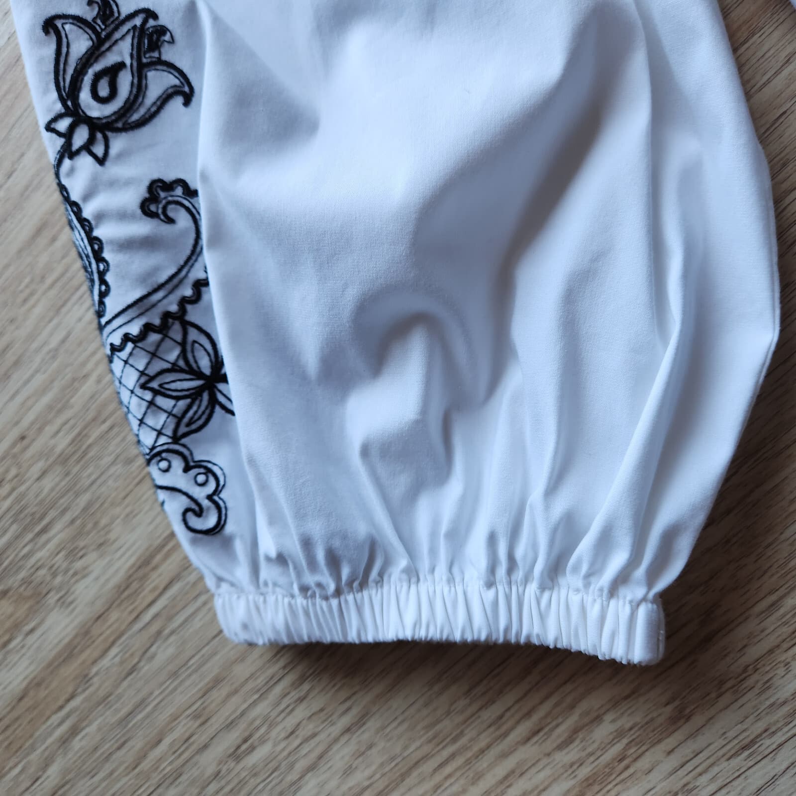 J.Jill White Shirt Collection Paisley Embroidered Button-Up Puff-Sleeve Womens L - Thumbnail 7